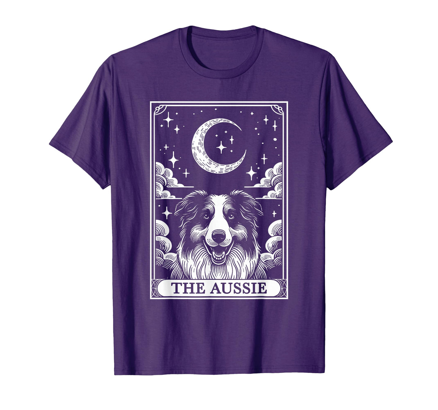 Tarot Card Vintage Crescent Moon Australian Shepherd Dog Mom T-Shirt