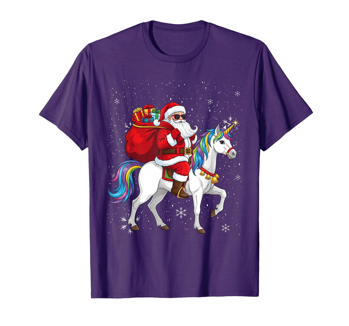 Santa Unicorn Christmas Holiday Xmas Girls Kids Women T-Shirt
