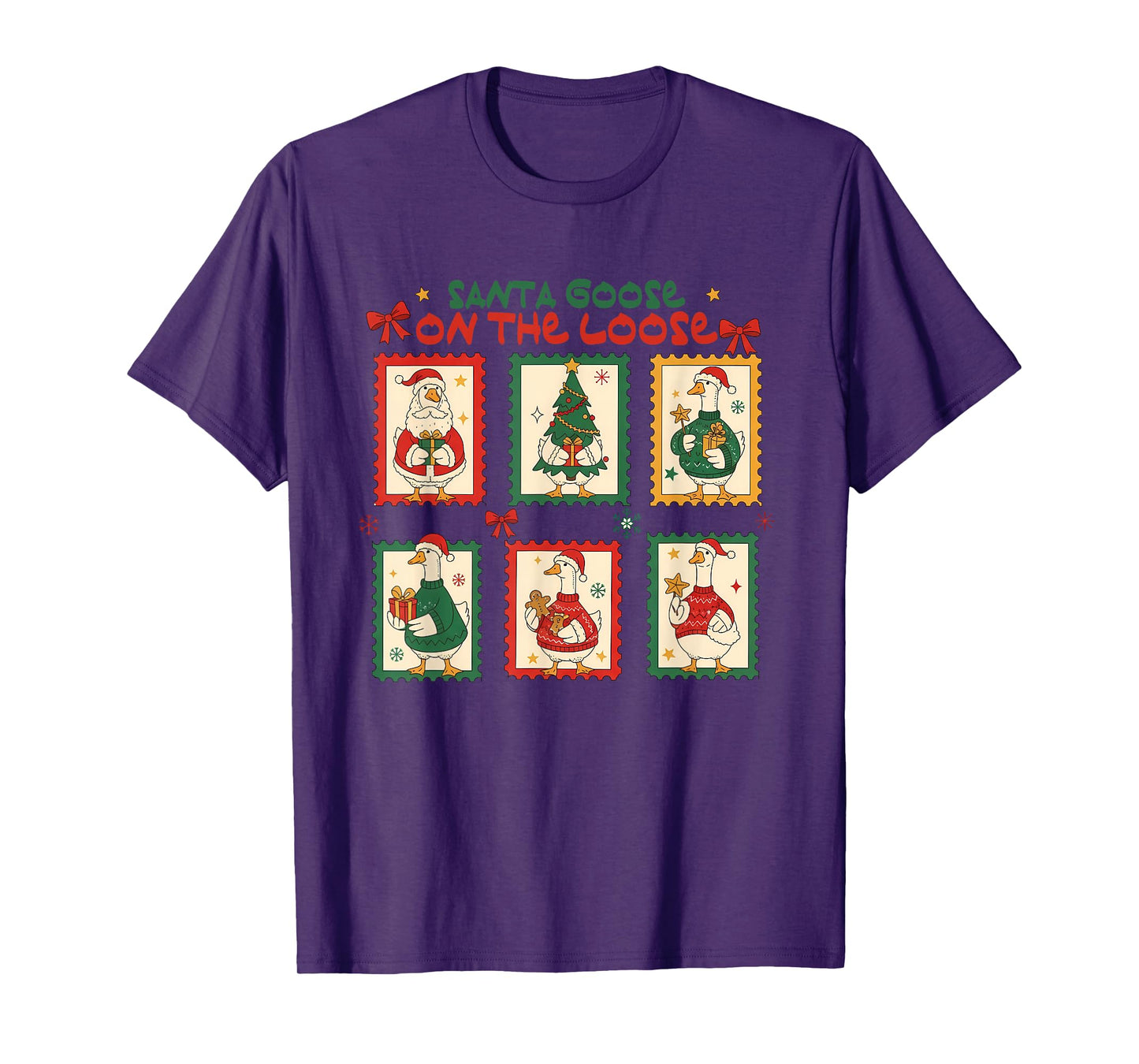 Santa Goose On The Loose Stamp Xmas, Merry Goosemas Tees T-Shirt