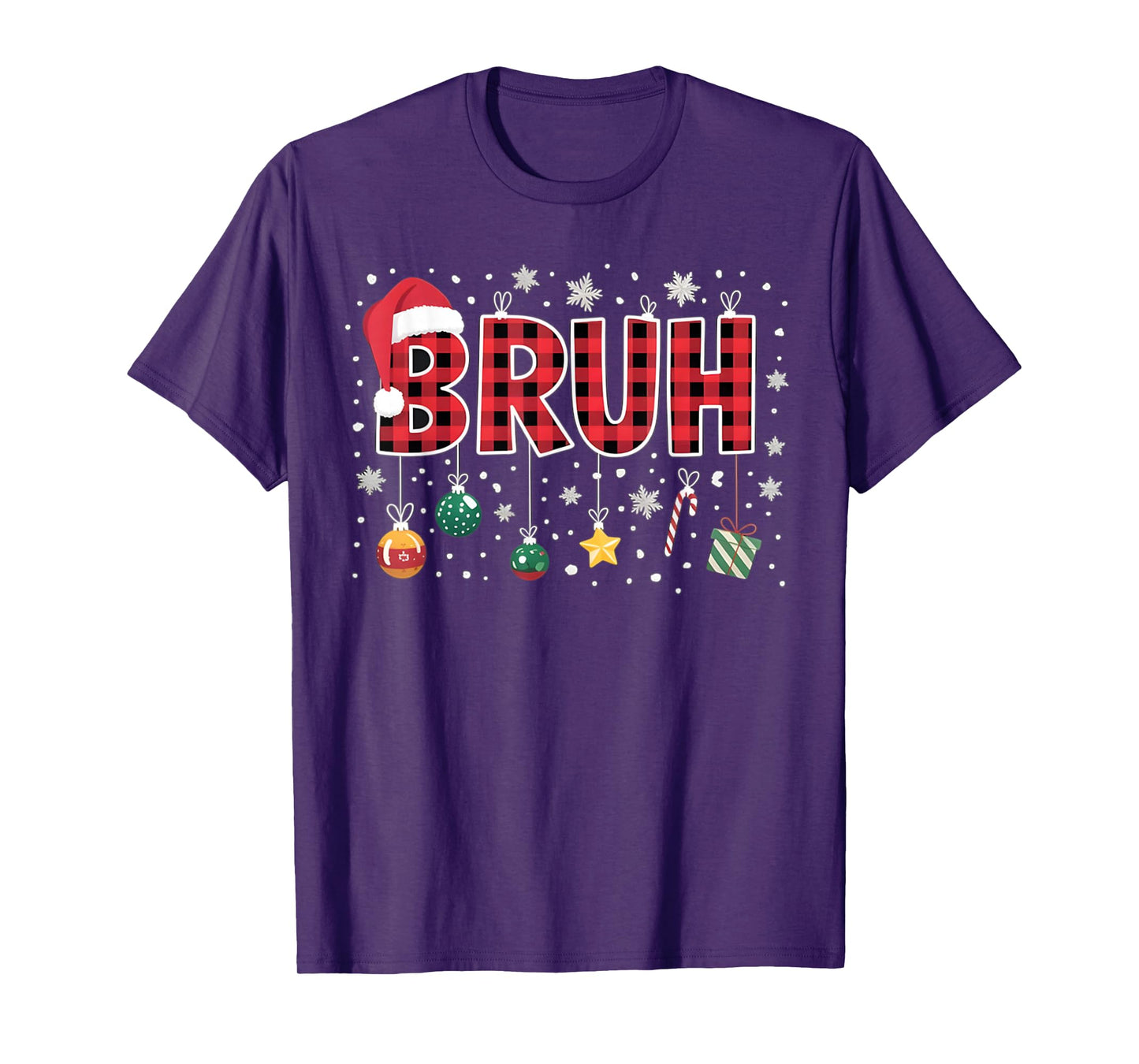 Bruh Christmas Red Plaid Teens Boys Kids Xmas Pajamas Gifts T-Shirt
