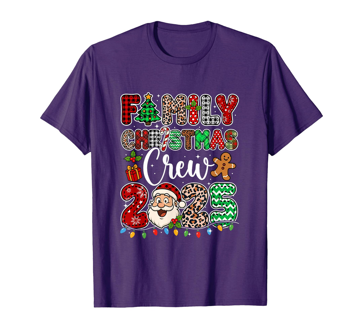 Family Christmas Crew 2025 Leopard Funny Santa Family Kids T-Shirt
