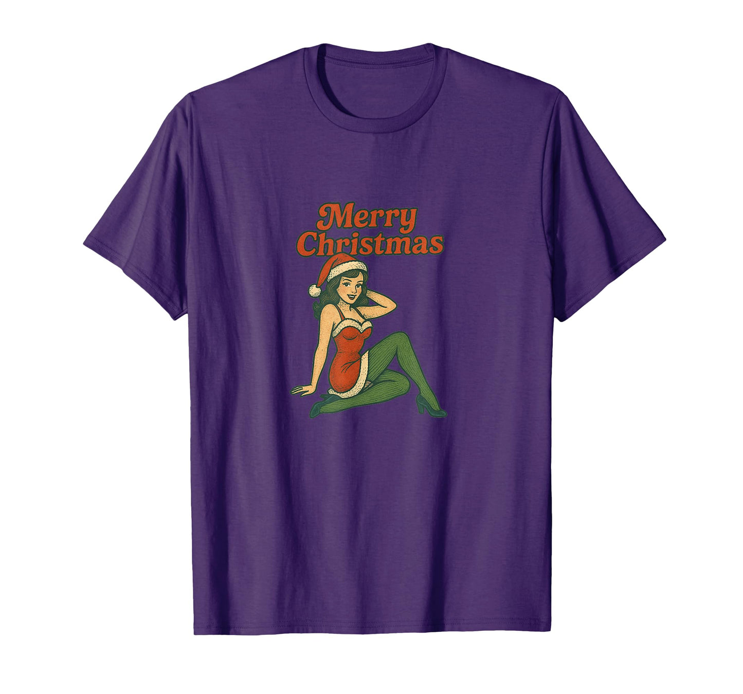 Vintage Merry Christmas Pinup Girl Holiday Retro Art T-Shirt
