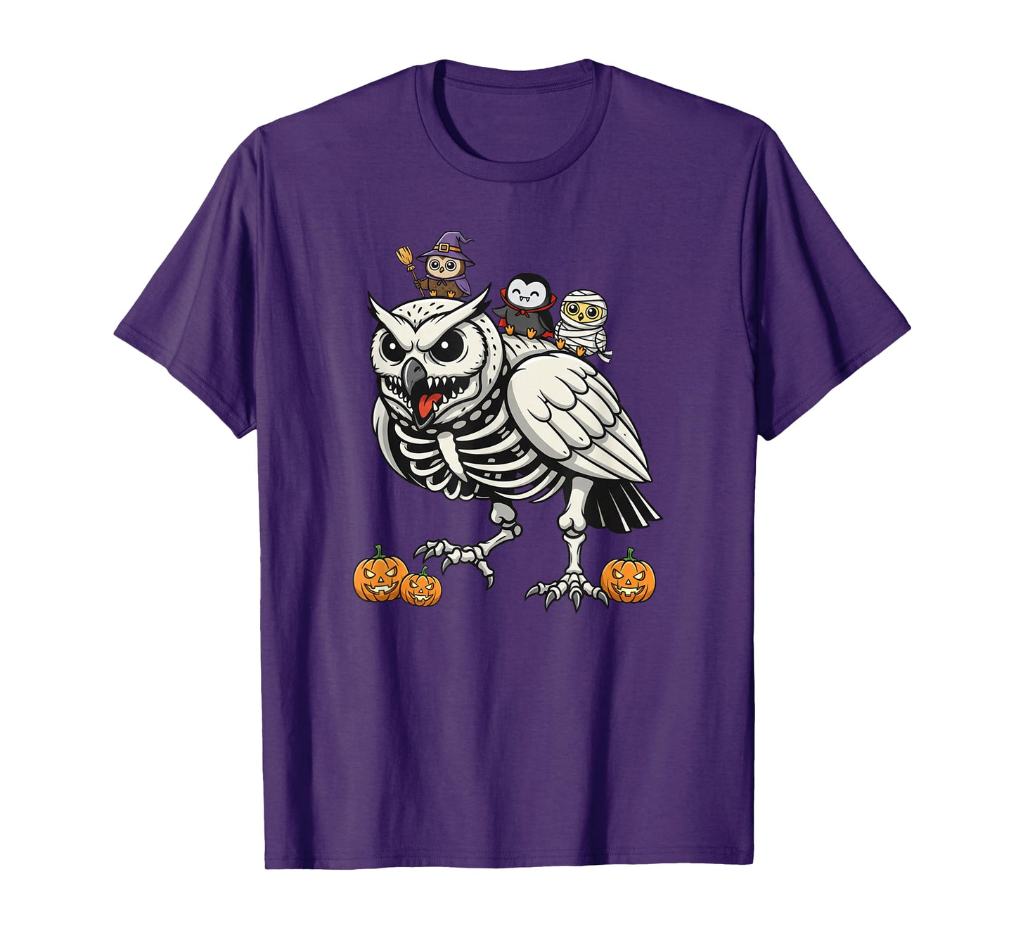 Funny Owl Skeleton Mummy Witch Halloween Kids Mens Womens T-Shirt