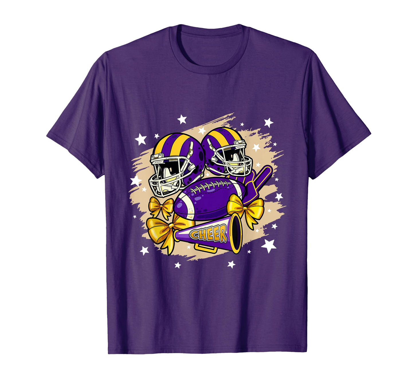 Football Cheer Mom Sister Coquette Bow Game Day Purple Women T-Shirt