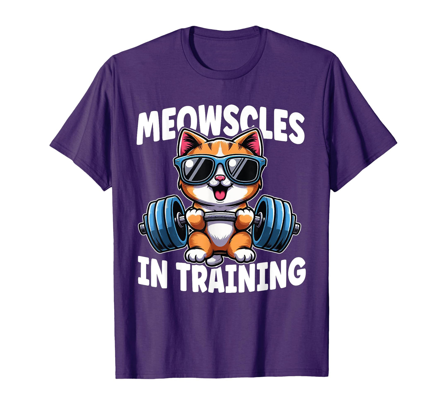 Kitty Workout Meowscles In Training Funny Gym Workout Cat T-Shirt