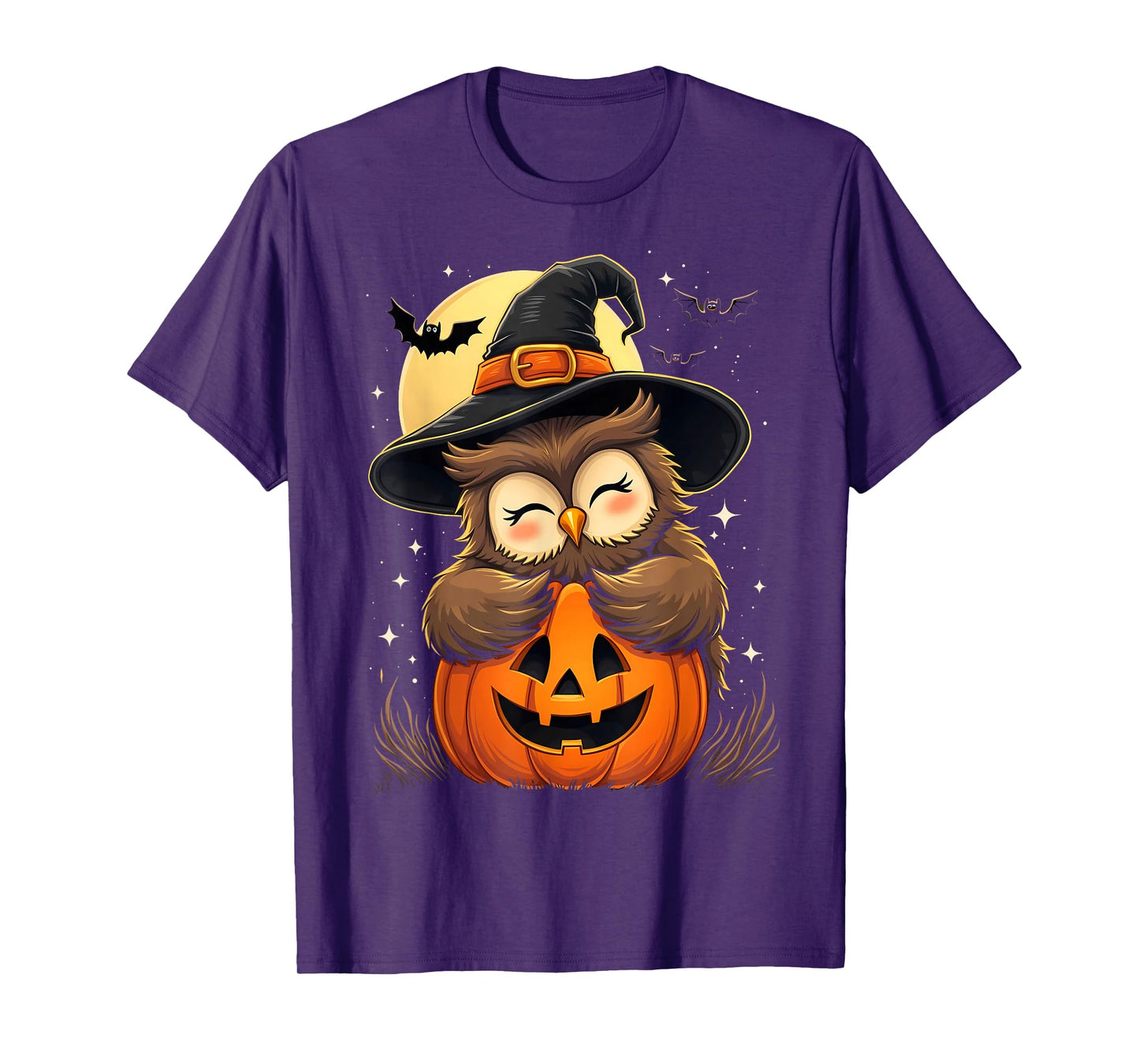 Halloween Owl Witch Hat Pumpkin Spooky T-Shirt