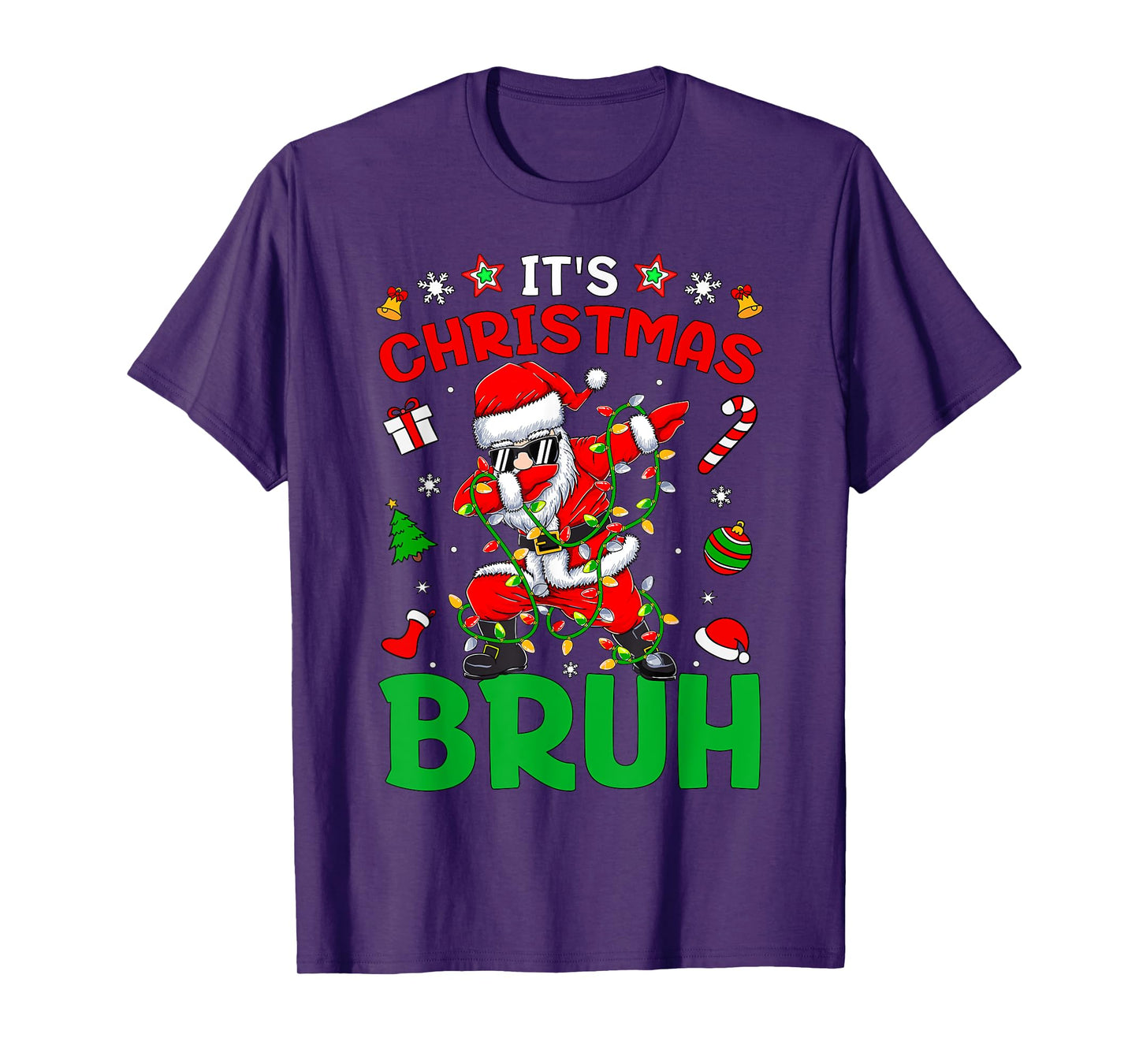 Bruh Christmas Boys Kids Santa Claus Dabbing Funny Xmas T-Shirt