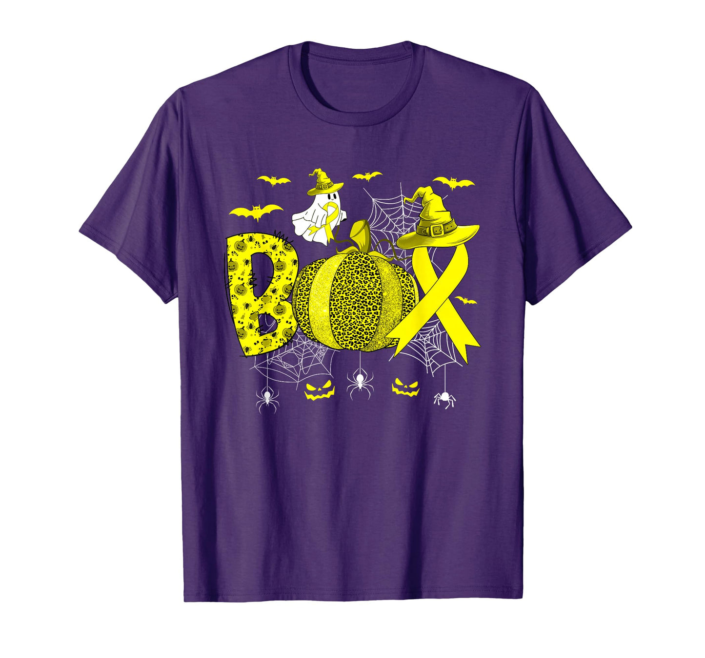 Boo Spina Bifida Yellow Ribbon Ghost Witch Pumpkin Halloween T-Shirt