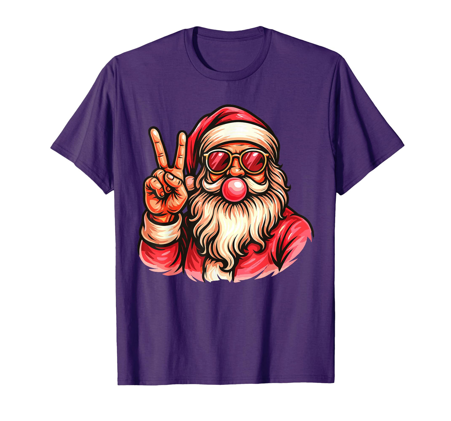 Pink Gum Bubble Blowing Santa Shirt, Vintage Pink Christmas T-Shirt