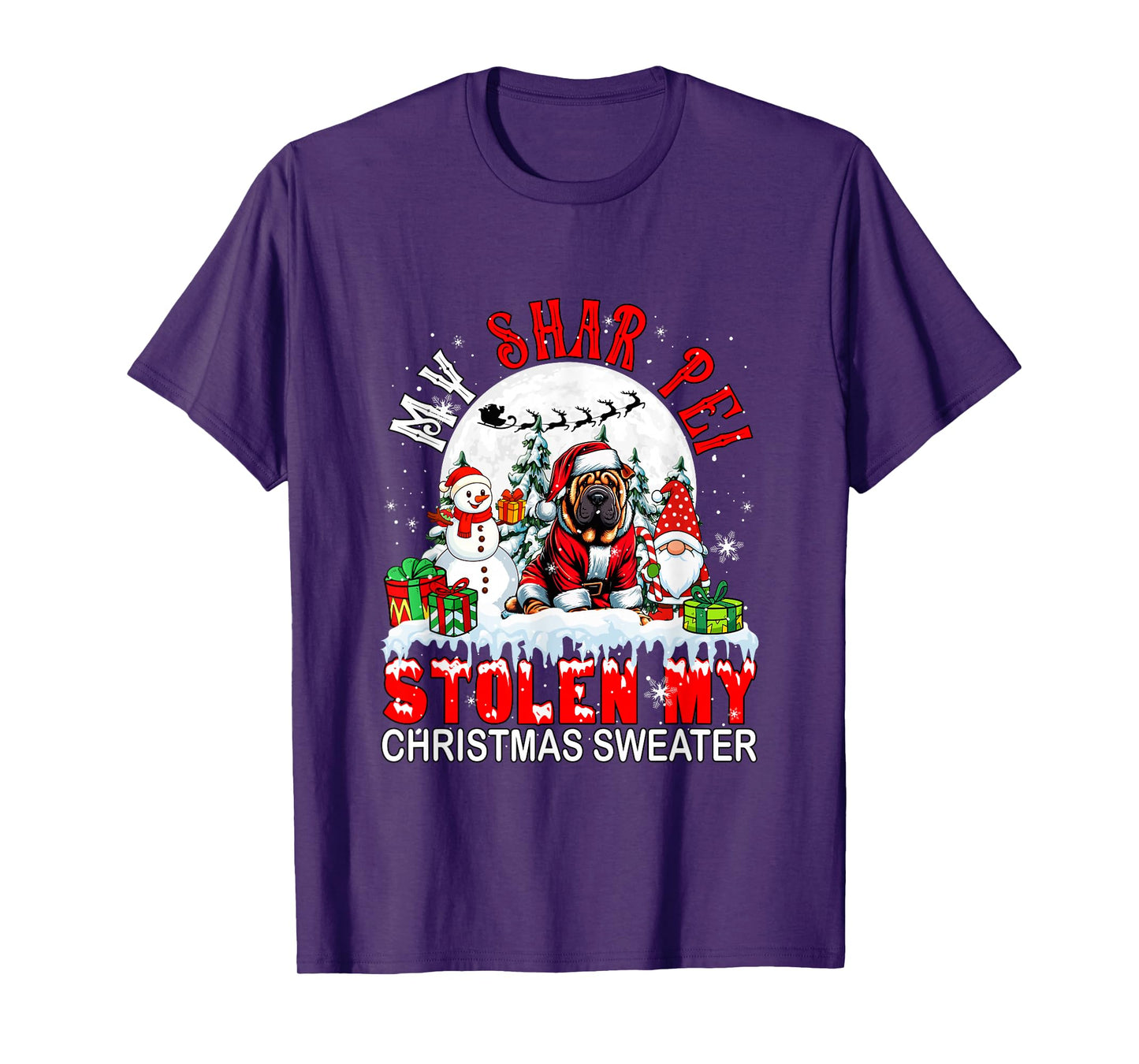 My Shar Pei Stolen My Christmas Sweater Santa Dog Owner T-Shirt
