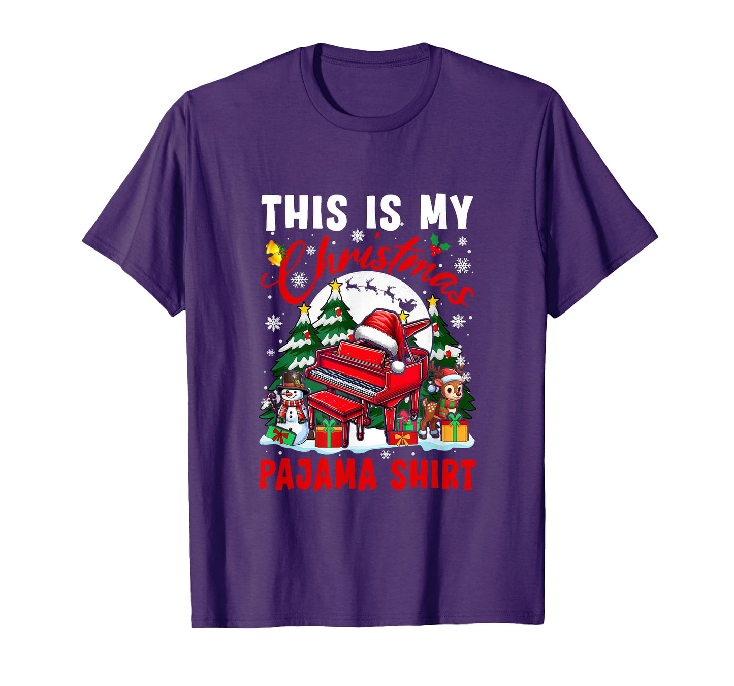 My Christmas Pajama Shirt Santa Piano Snowman Instrument T-Shirt