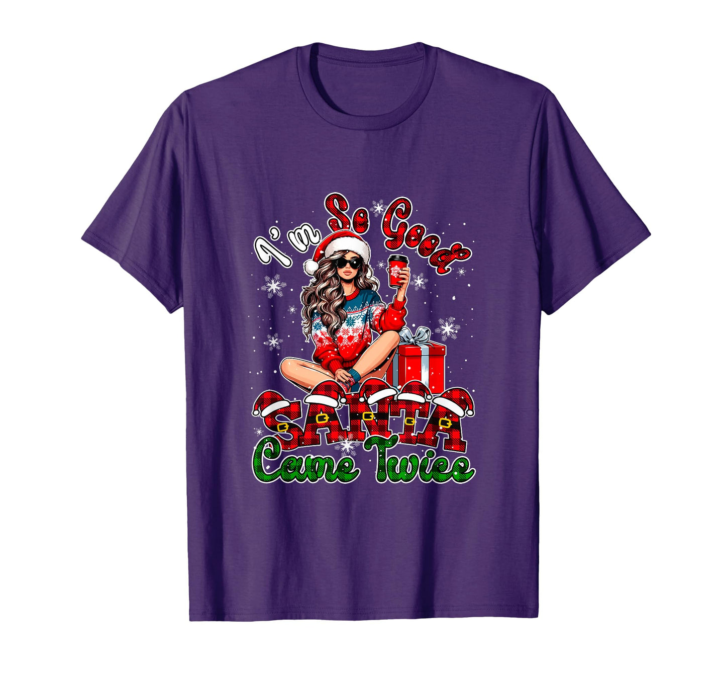 Funny Joke Santa Came Xmas Santa Women Girl Drinking Coffee T-Shirt