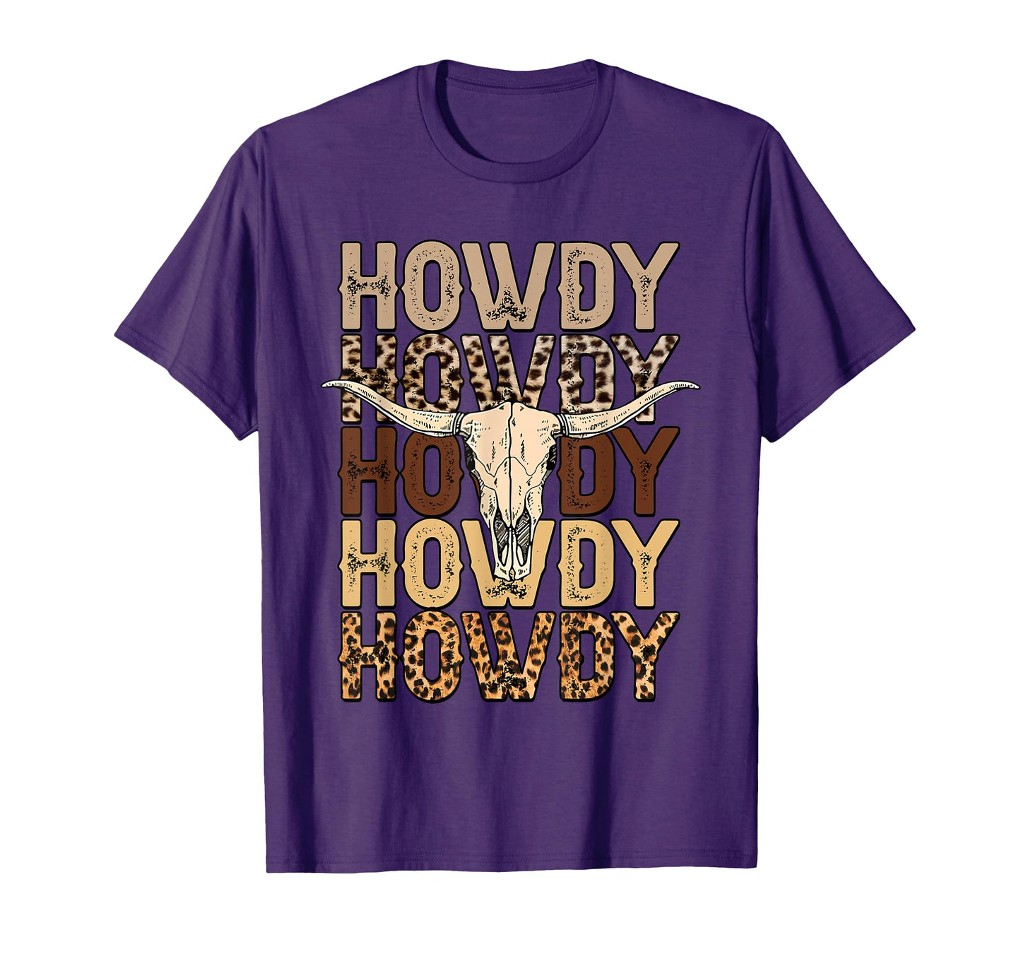 Leopard Howdy Country Music Western Cow Skull Cowboy T-Shirt