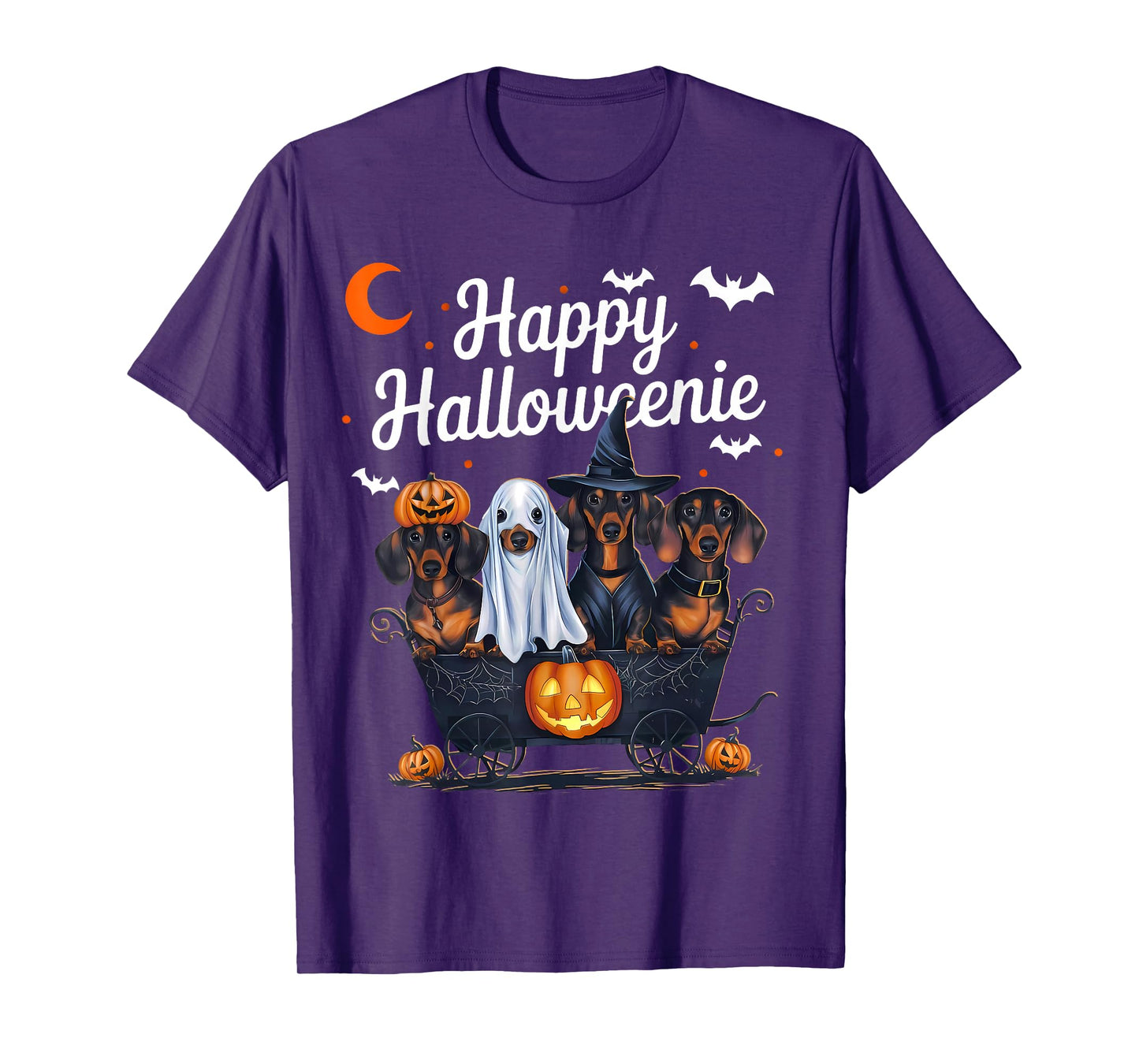 Happy Halloweenie Weiner Dog Cute Dachshund Witch Hat T-Shirt