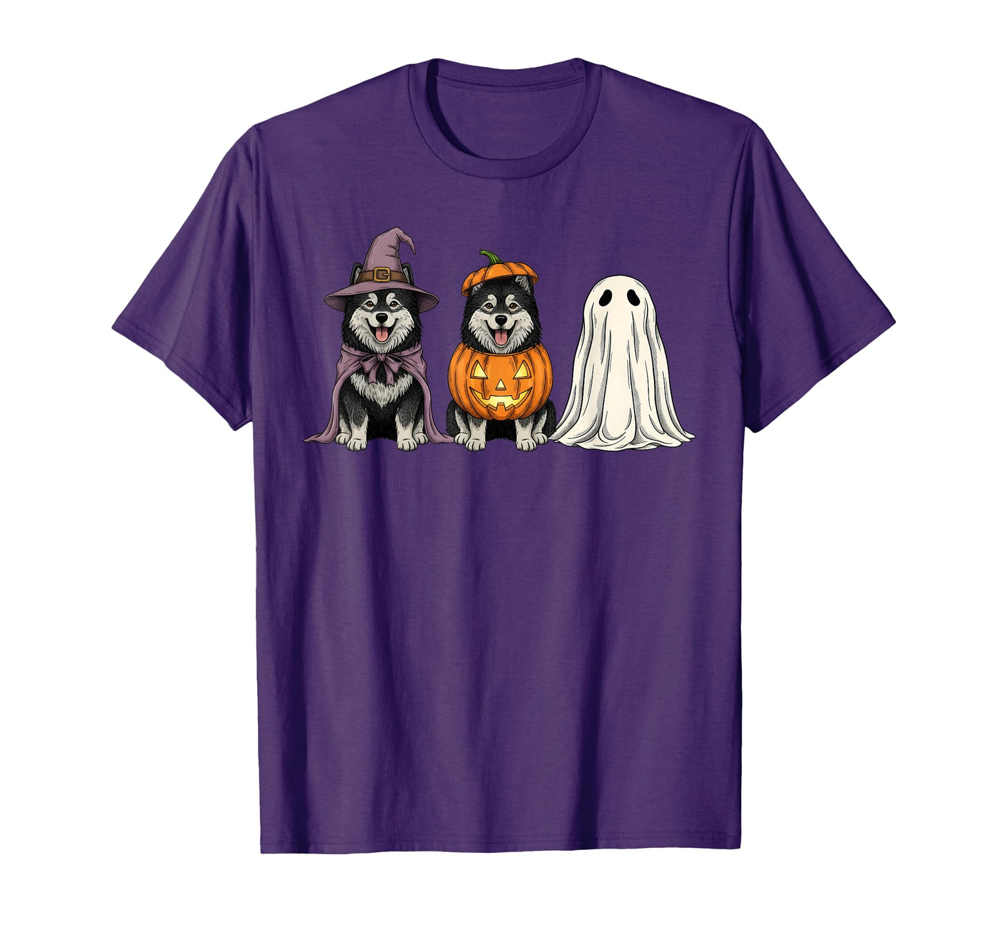 Spooky Ghost Keeshond Pumpkin Halloween Dog Lover T-Shirt