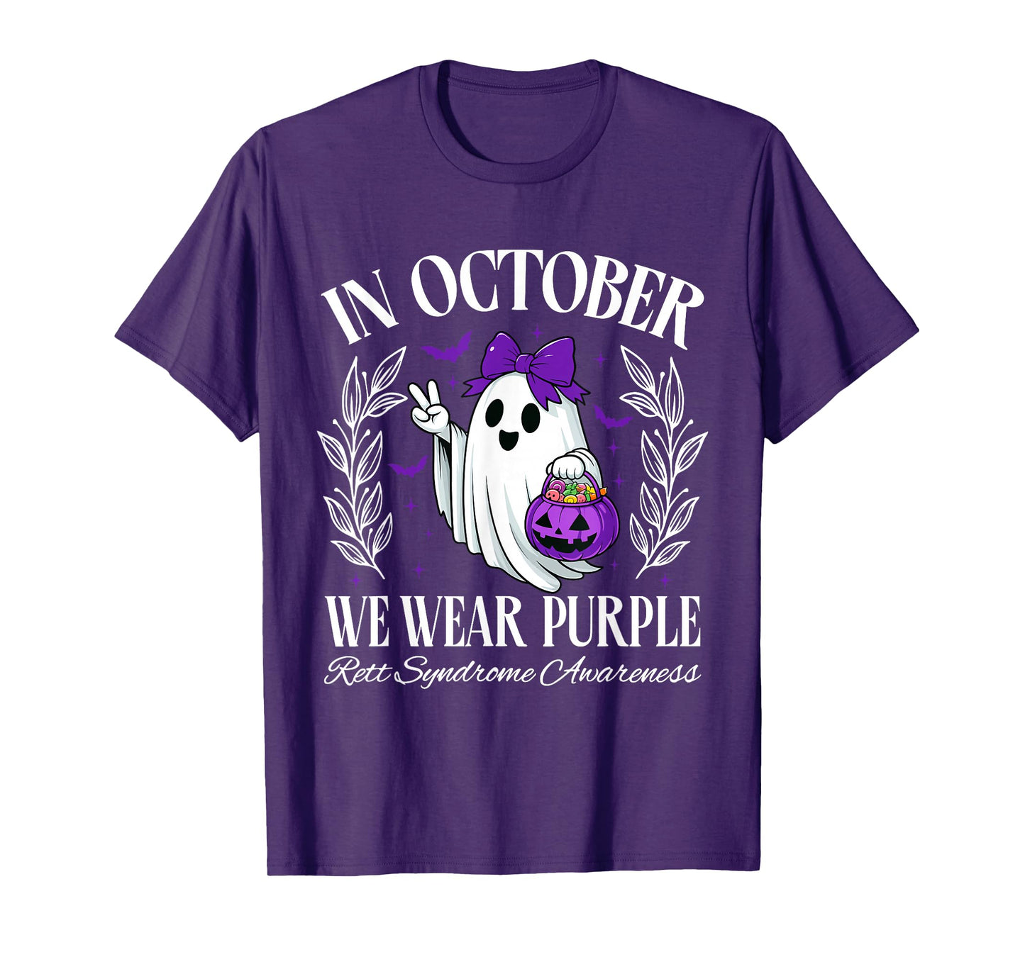 in October We Wear Purple Rett Syndrome Awareness Halloween T-Shirt