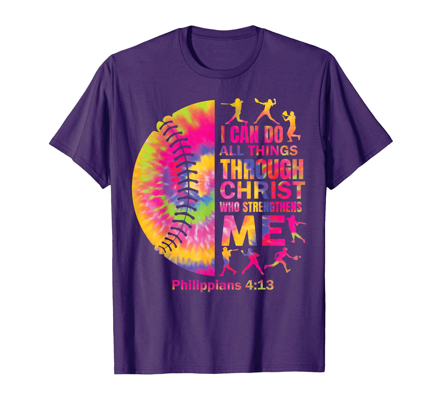 Women Christian Christ Softball t Shirt Teen Girls Tie Dye T-Shirt