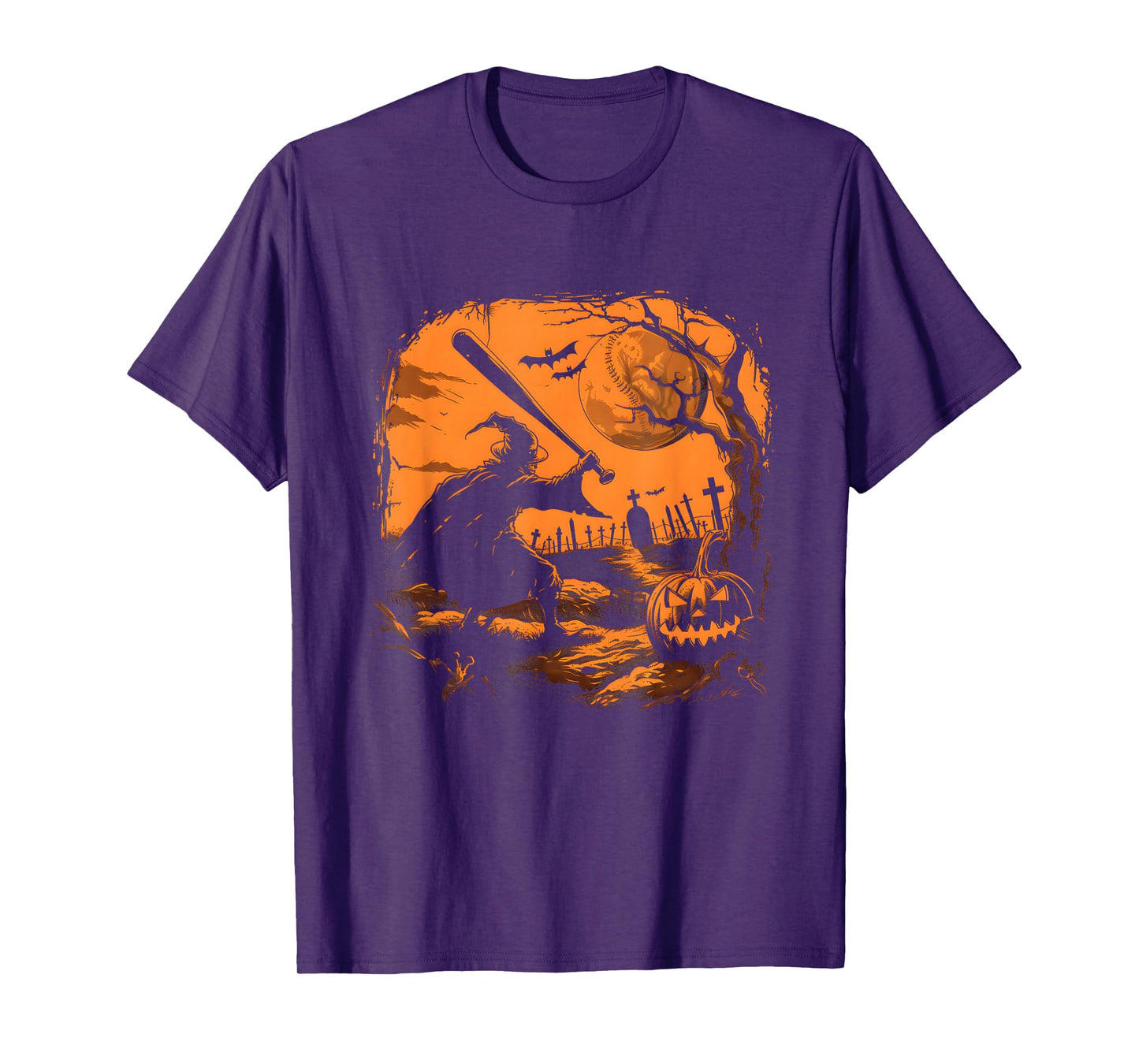 Witch Baseball Halloween Scene T-Shirt