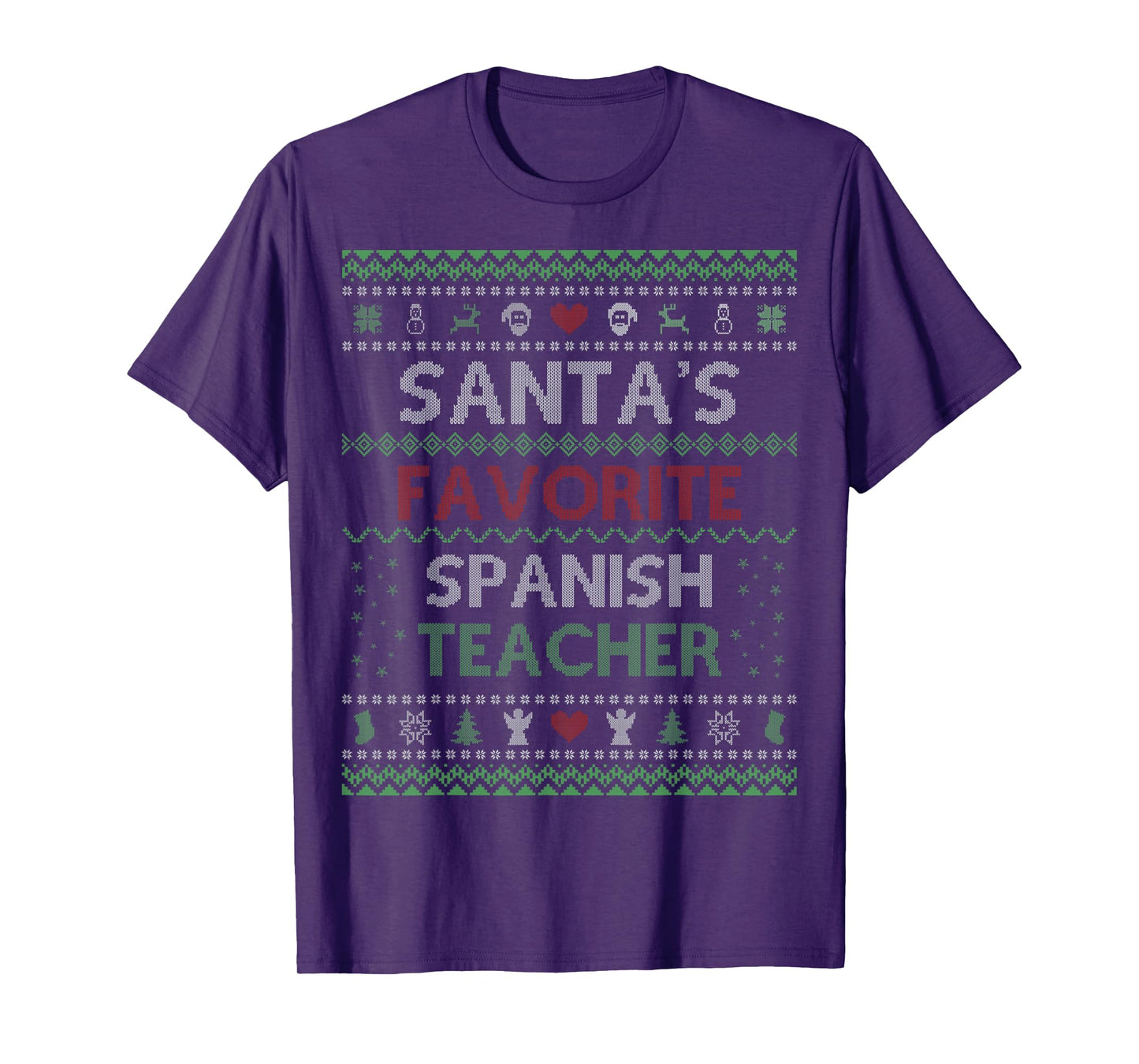 Santa's Favorite Spanish Teacher Ugly Sweater Christmas T-Shirt for Men Women