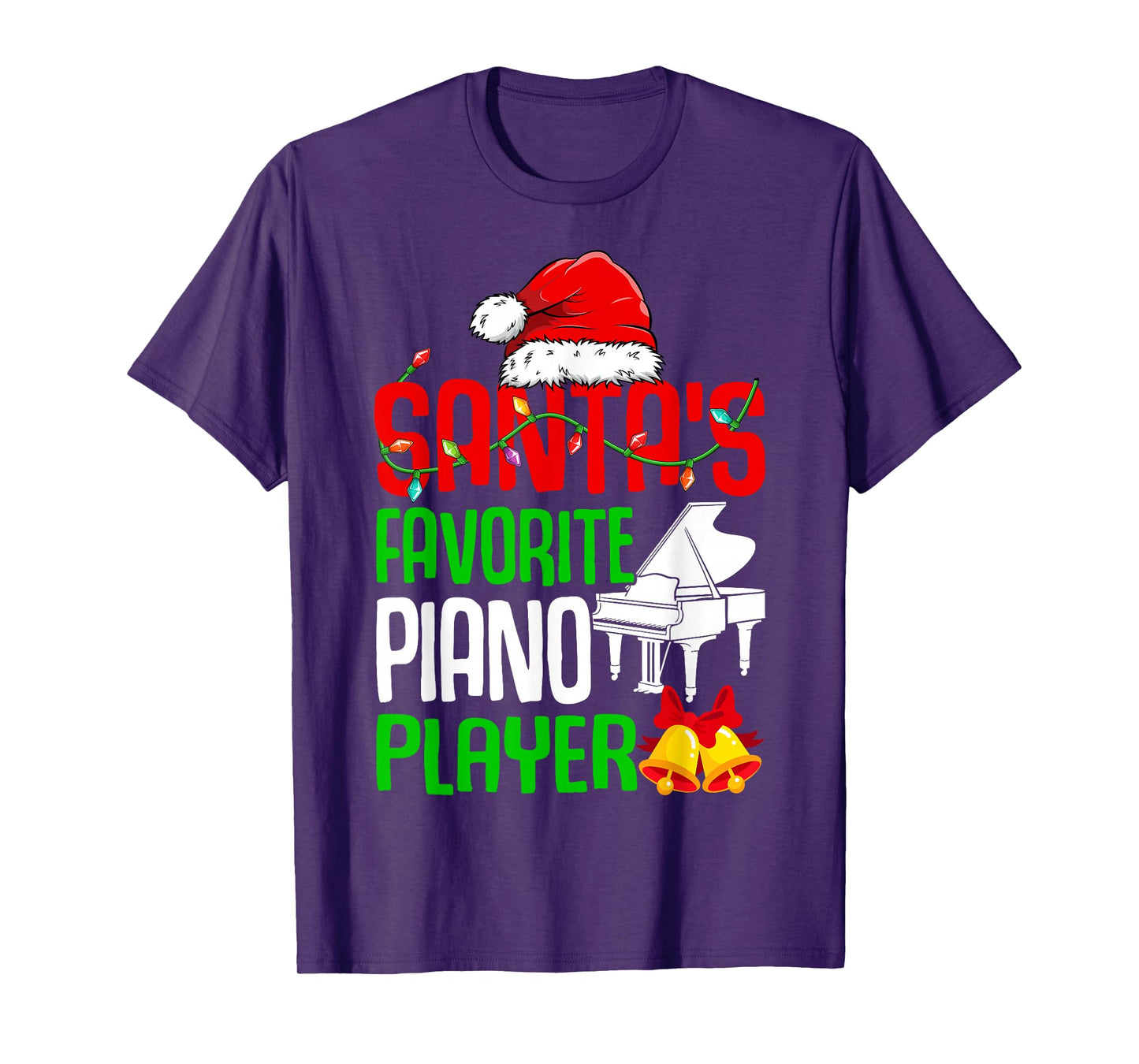 Santa's Favorite Piano Player - Santa Hat Pianist Christmas T-Shirt