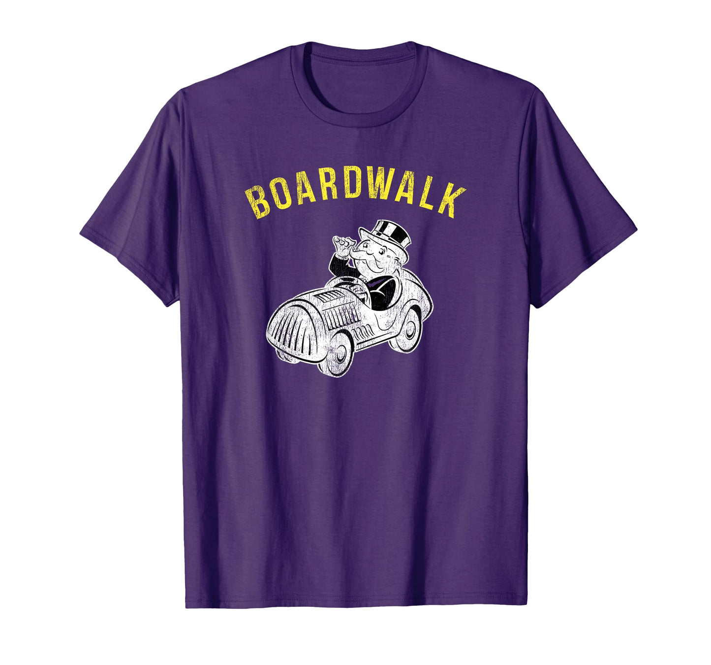 Monopoly Mr. Monopoly Boardwalk Car Ride Gaming Distressed T-Shirt