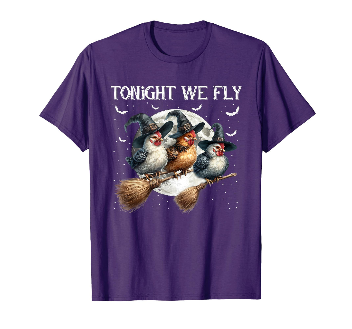 Tonight We Fly Funny Chicken Witches Halloween Costume T-Shirt