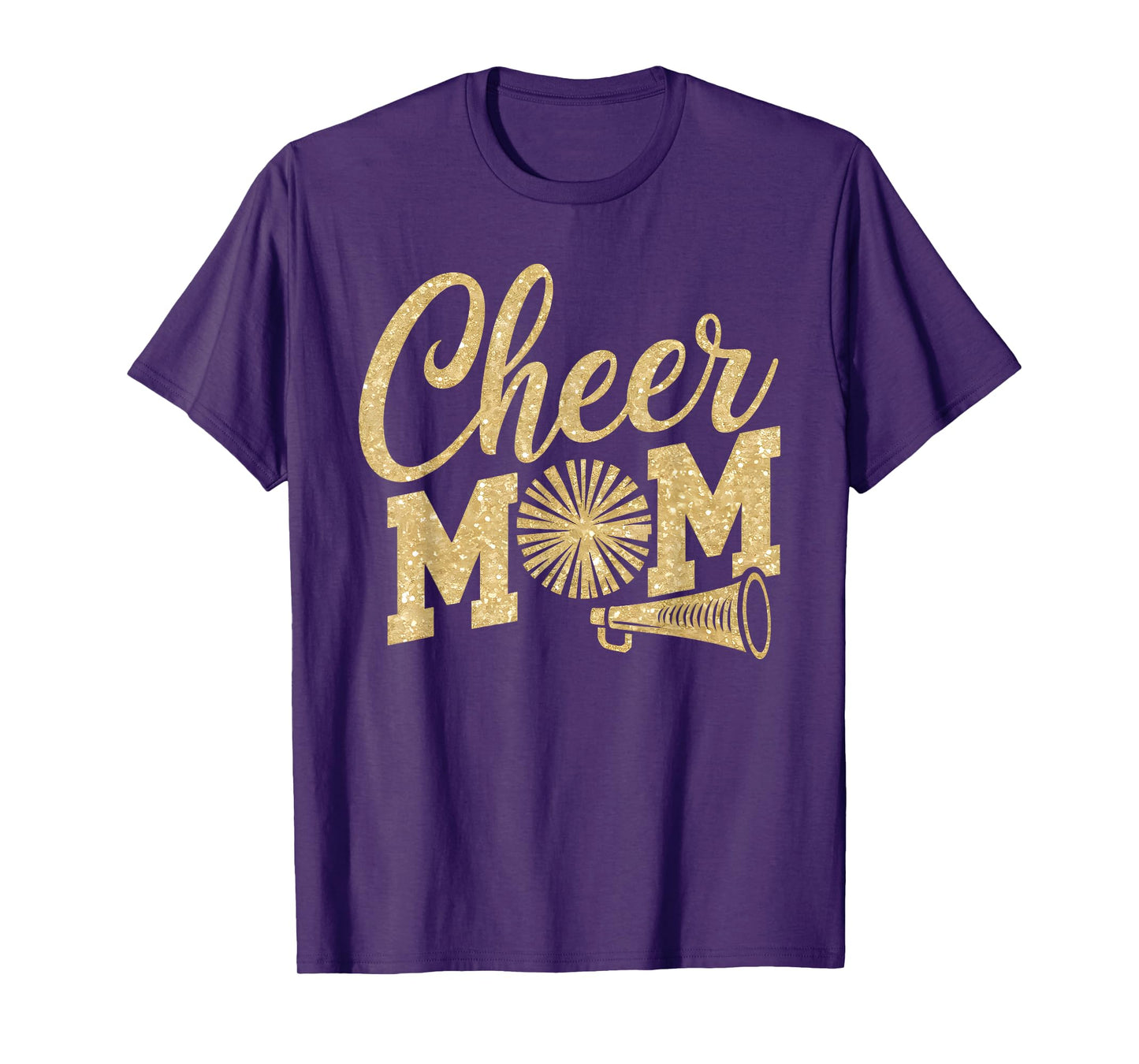 Cheer Mom Biggest Fan Cheerleader Black Yellow Gold Pom Pom T-Shirt