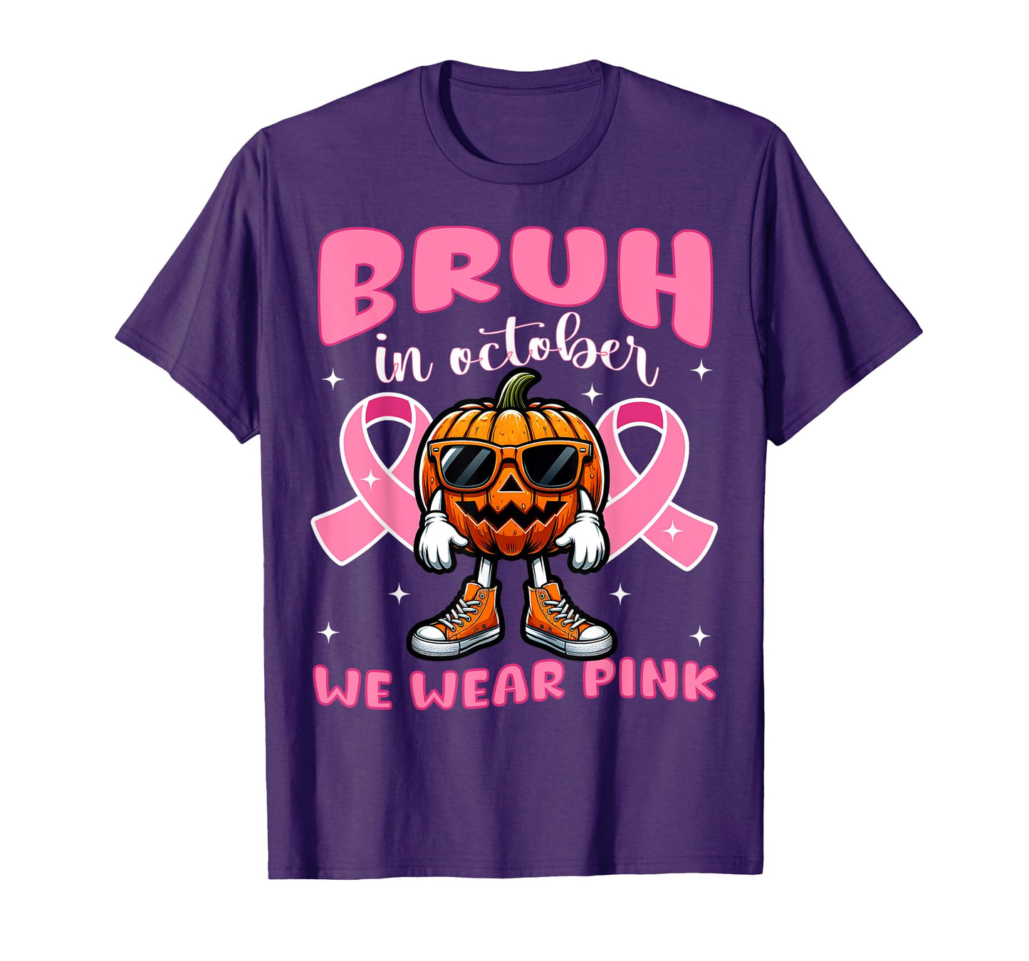 Breast Cancer Awareness For Girls Boys Kid Halloween Pumpkin T-Shirt