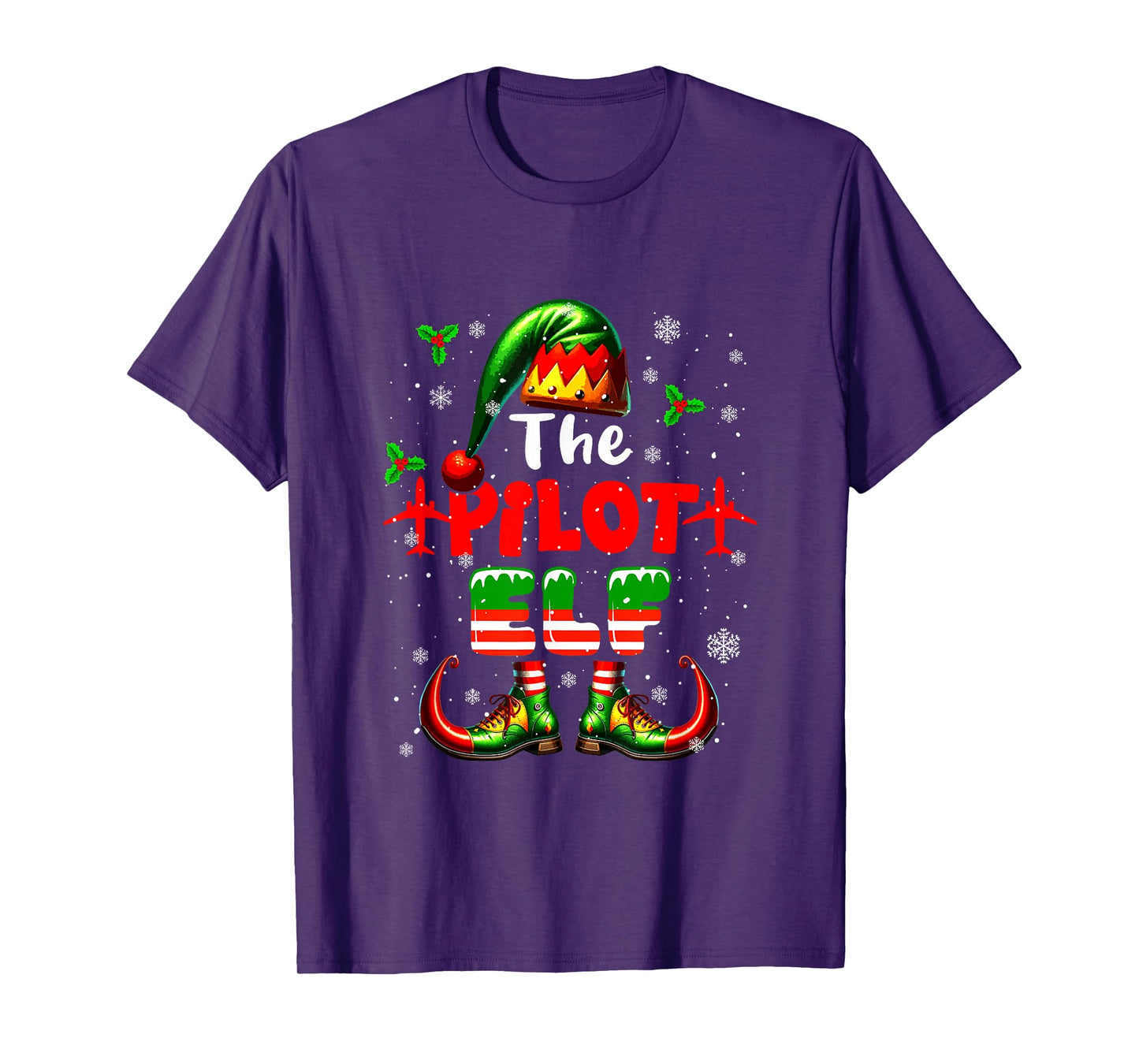The Pilot Elf Christmas Funny Job Team Matching Parties T-Shirt