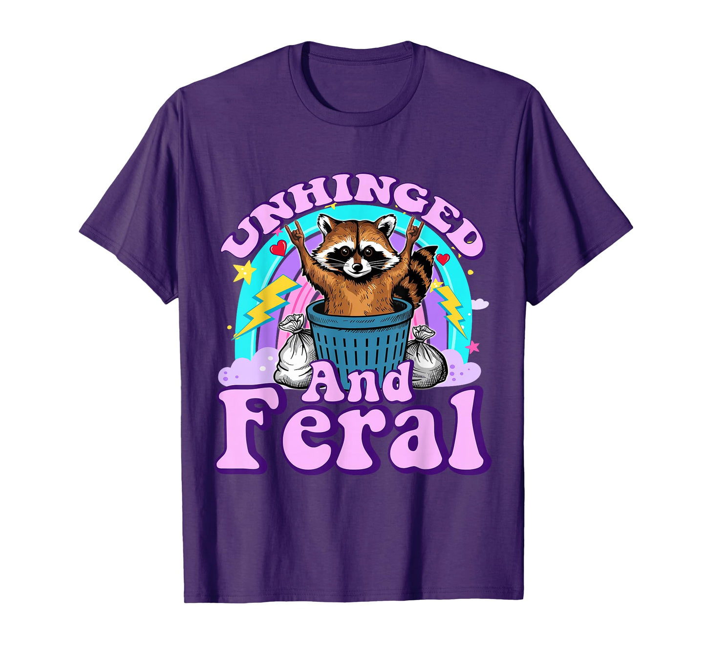 Unhinged and Feral Girl Boy Summer Raccoon Feeling Feral T-Shirt