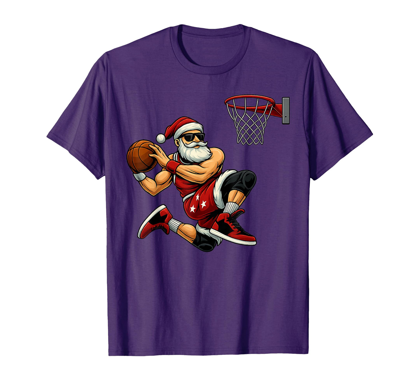 Santa Claus Playing Basketball Christmas Tees Men Boys Gifts T-Shirt