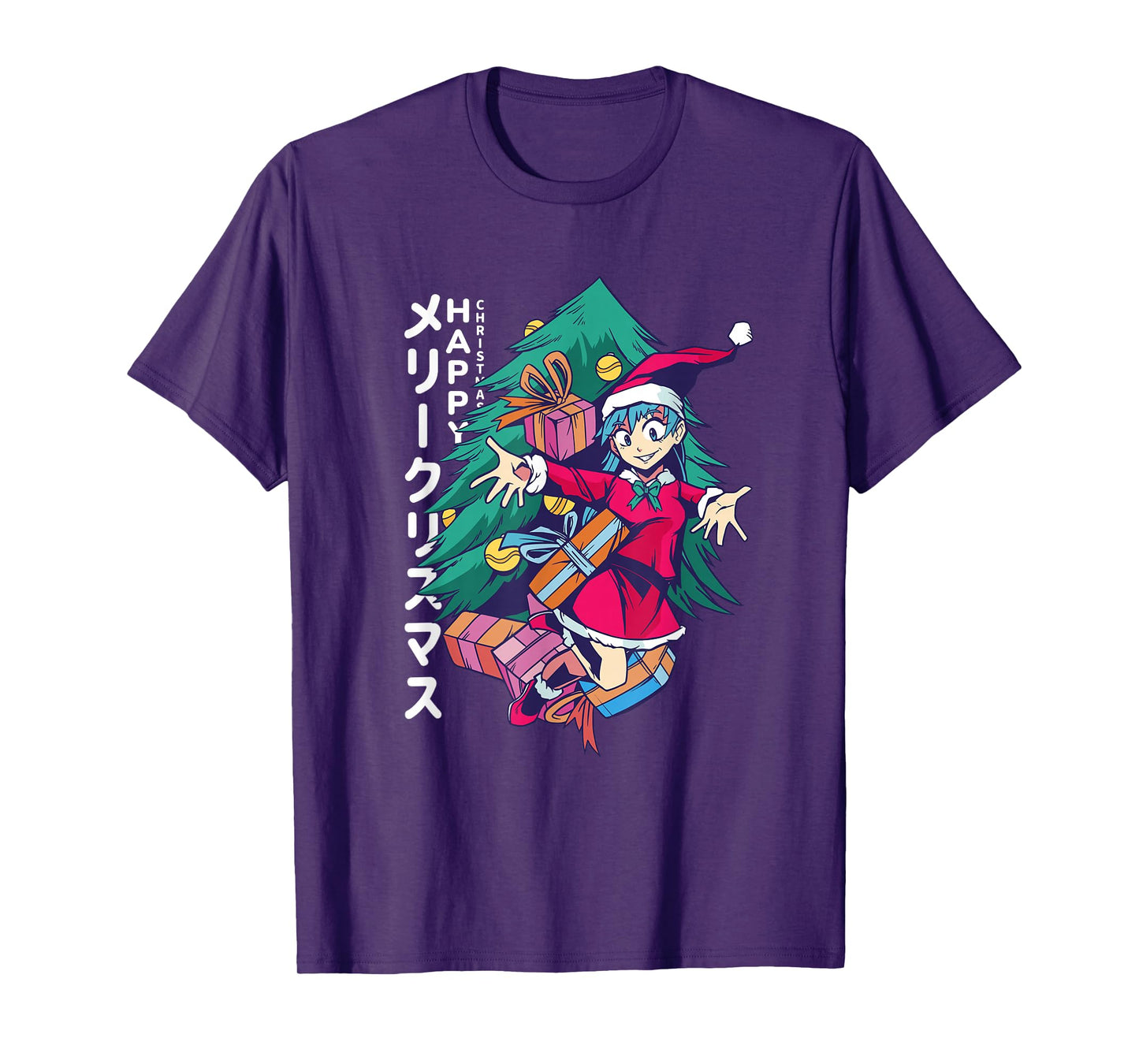 Merry Christmas Anime Girl - Cute Manga Santa T-Shirt