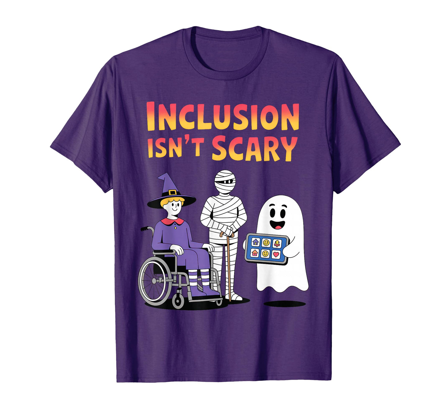 Inclusion Isn’t Scary Disability Awareness Cute Ghost Witch T-Shirt