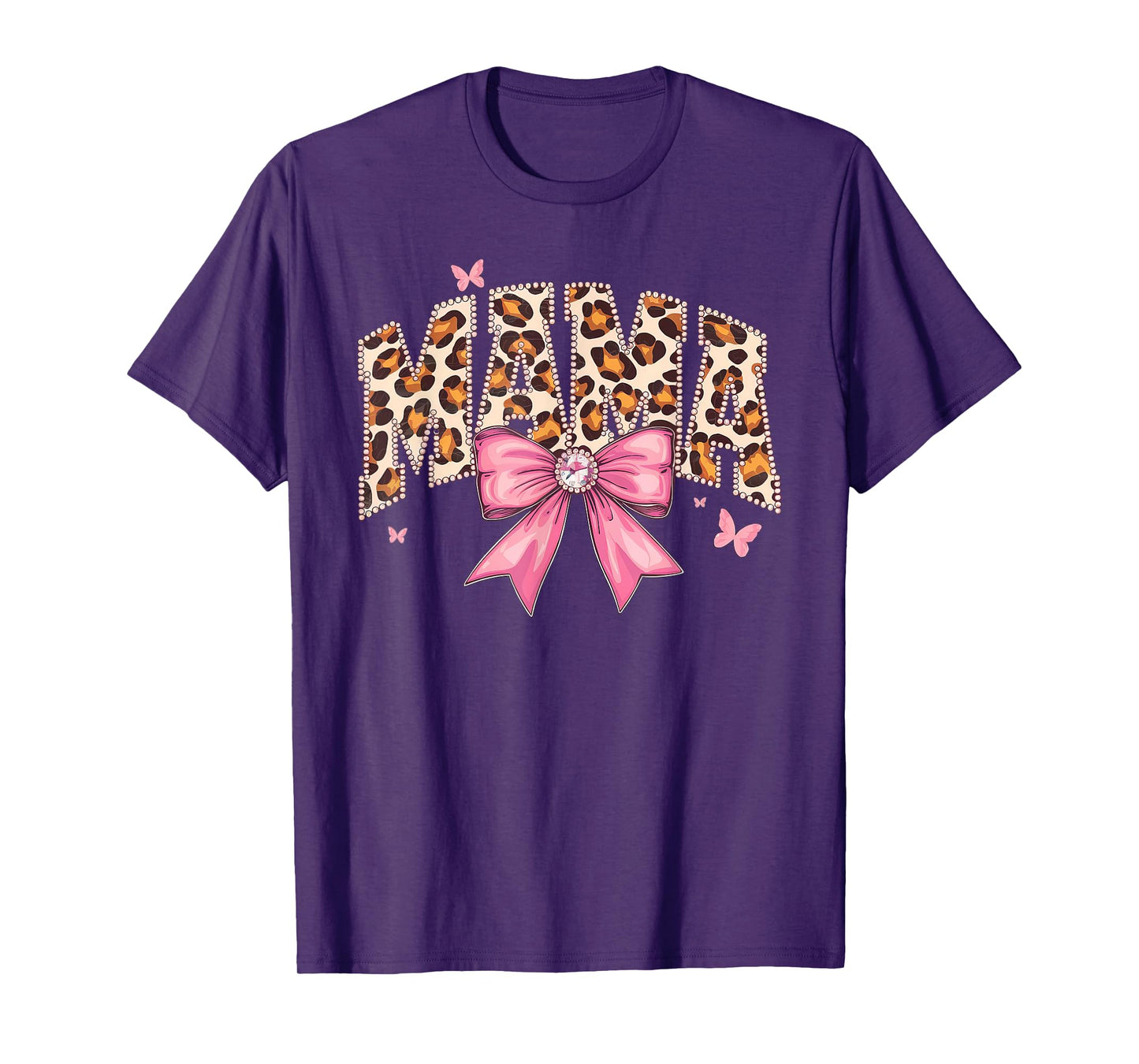 Cute Mama Bow Leopard Floral Family Cool Matching Tees T-Shirt
