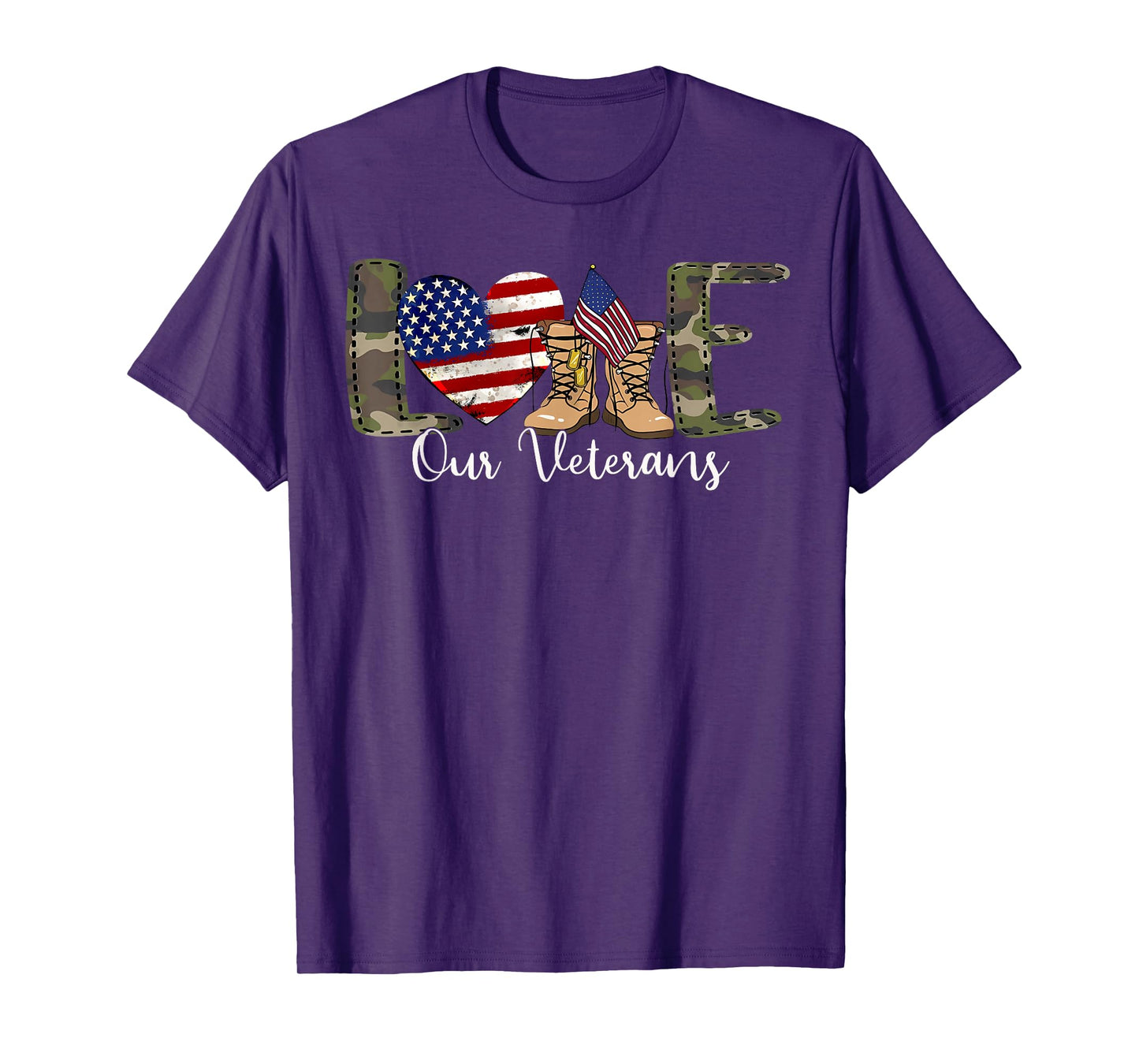 Love Our Veterans Day Proud Military American Flag T-Shirt