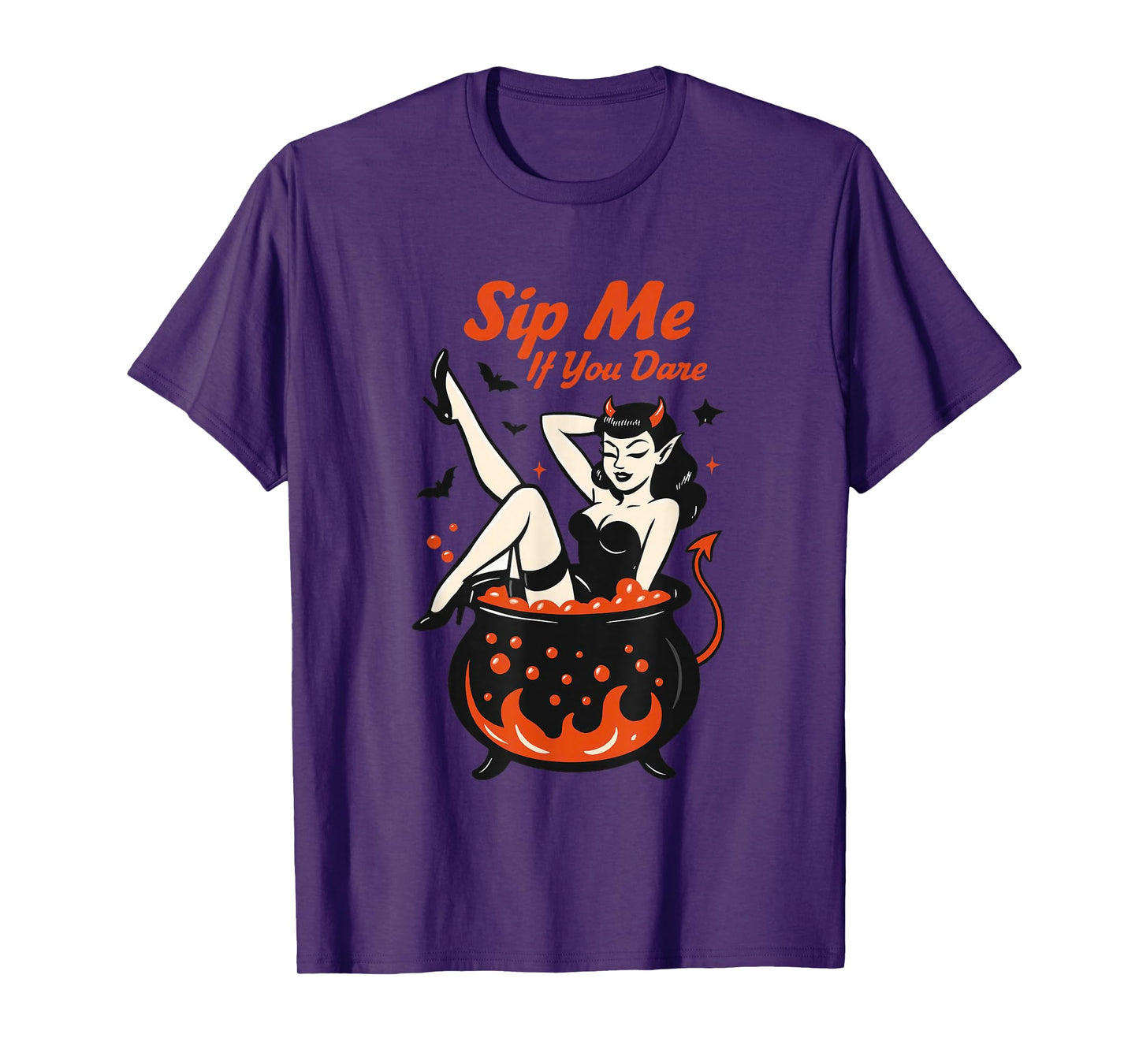 Sip Me If You Dare Retro Witch Design T-Shirt