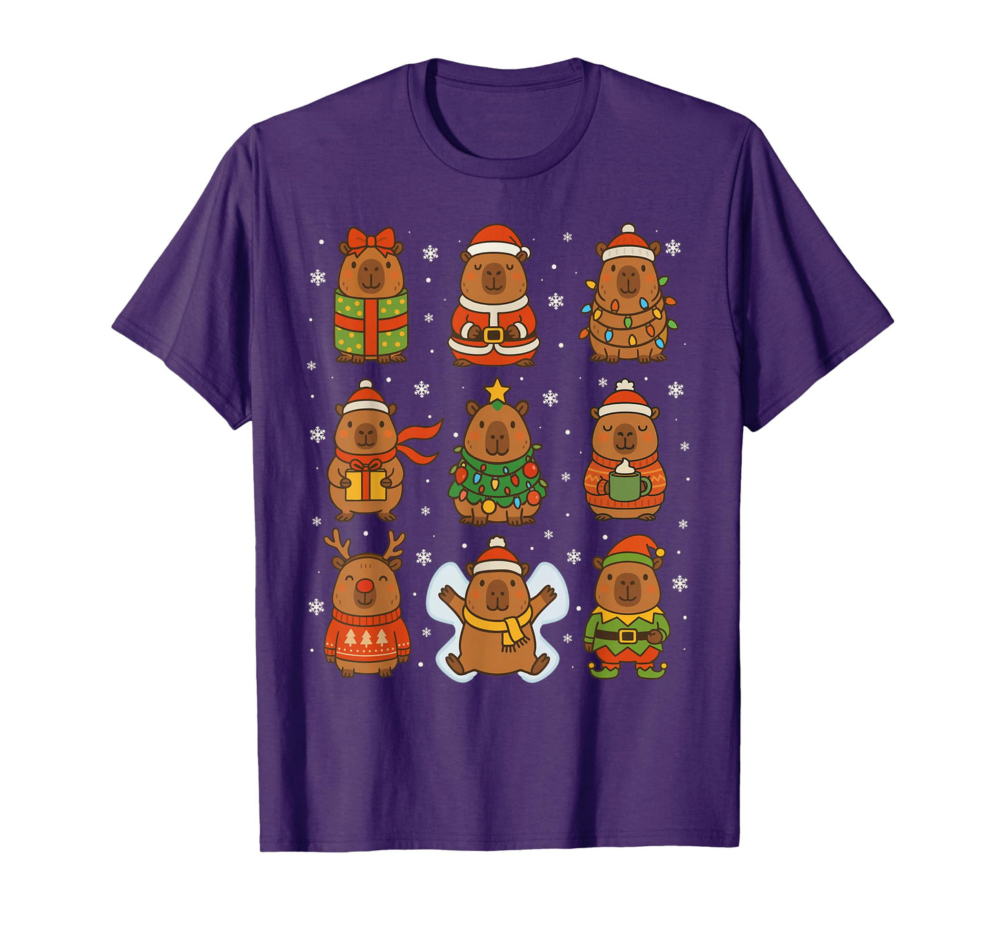 Cute Christmas Capybara Funny Family Xmas Men Women Kids T-Shirt