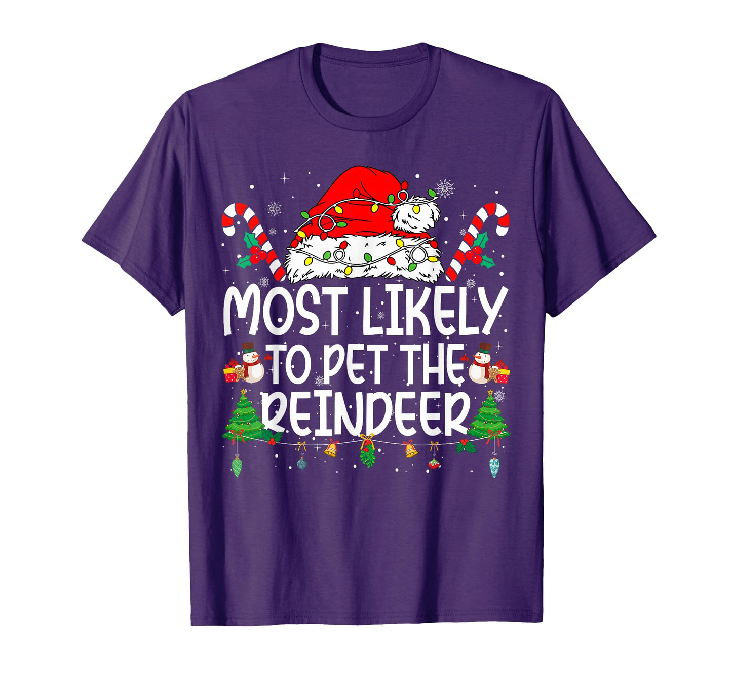 Family Matching Xmas Most Likely to Pet The Reindeer T-Shirt