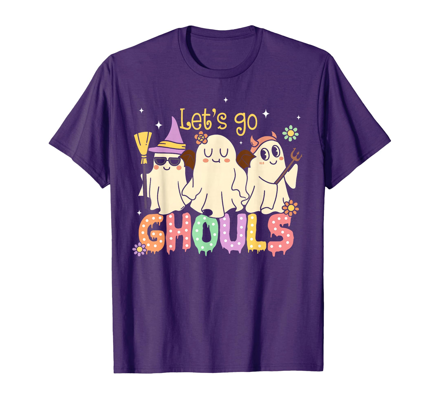 Let's Go Ghouls Halloween Ghost Retro Groovy Outfit Costume T-Shirt