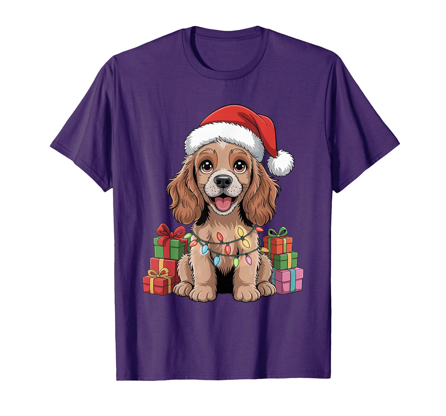 Cocker Spaniel Santa Hat Christmas Xmas Dog Lovers Holiday T-Shirt