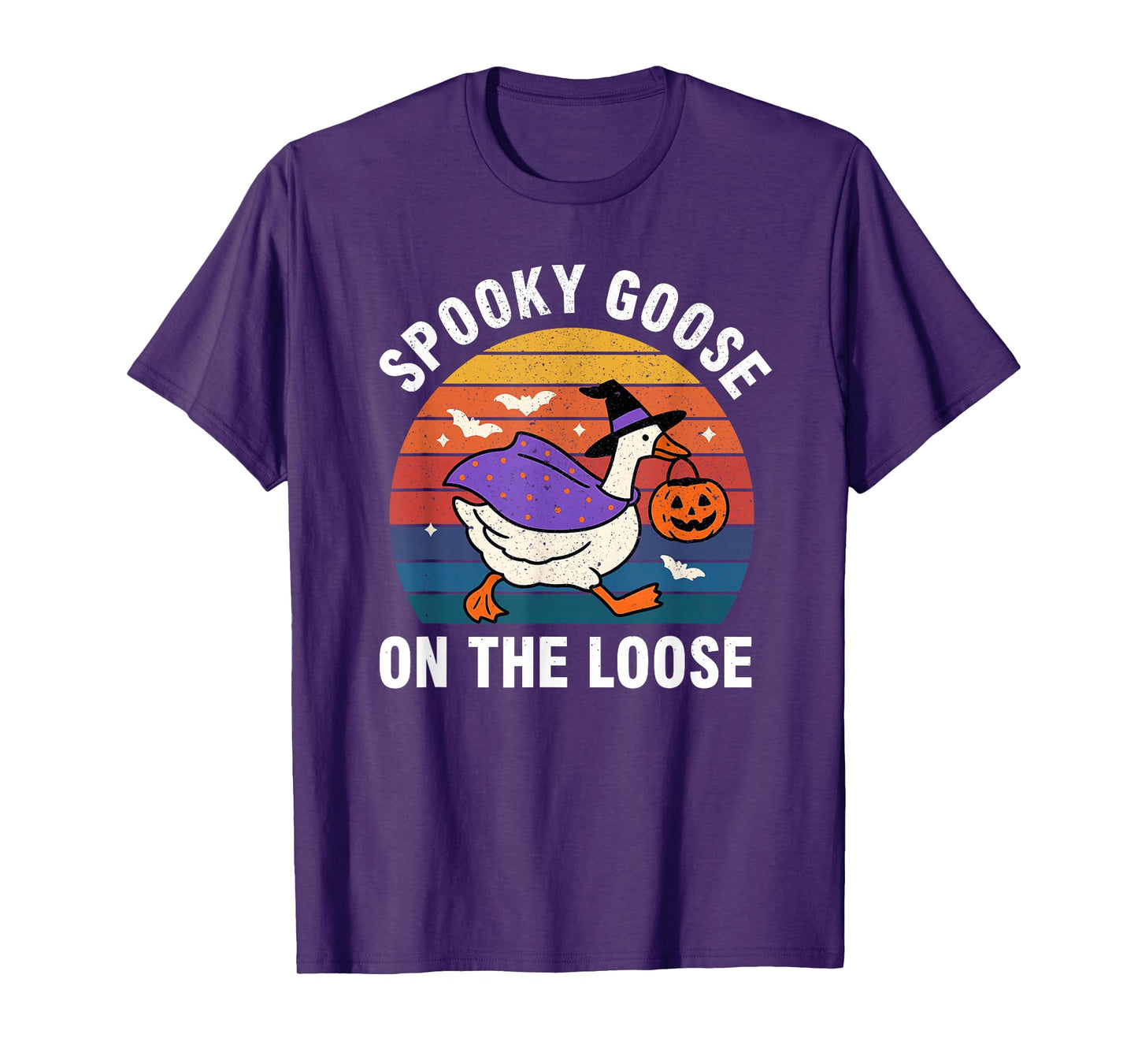 Spooky Goose On The Loose Witch Silly Goose Animal Halloween T-Shirt