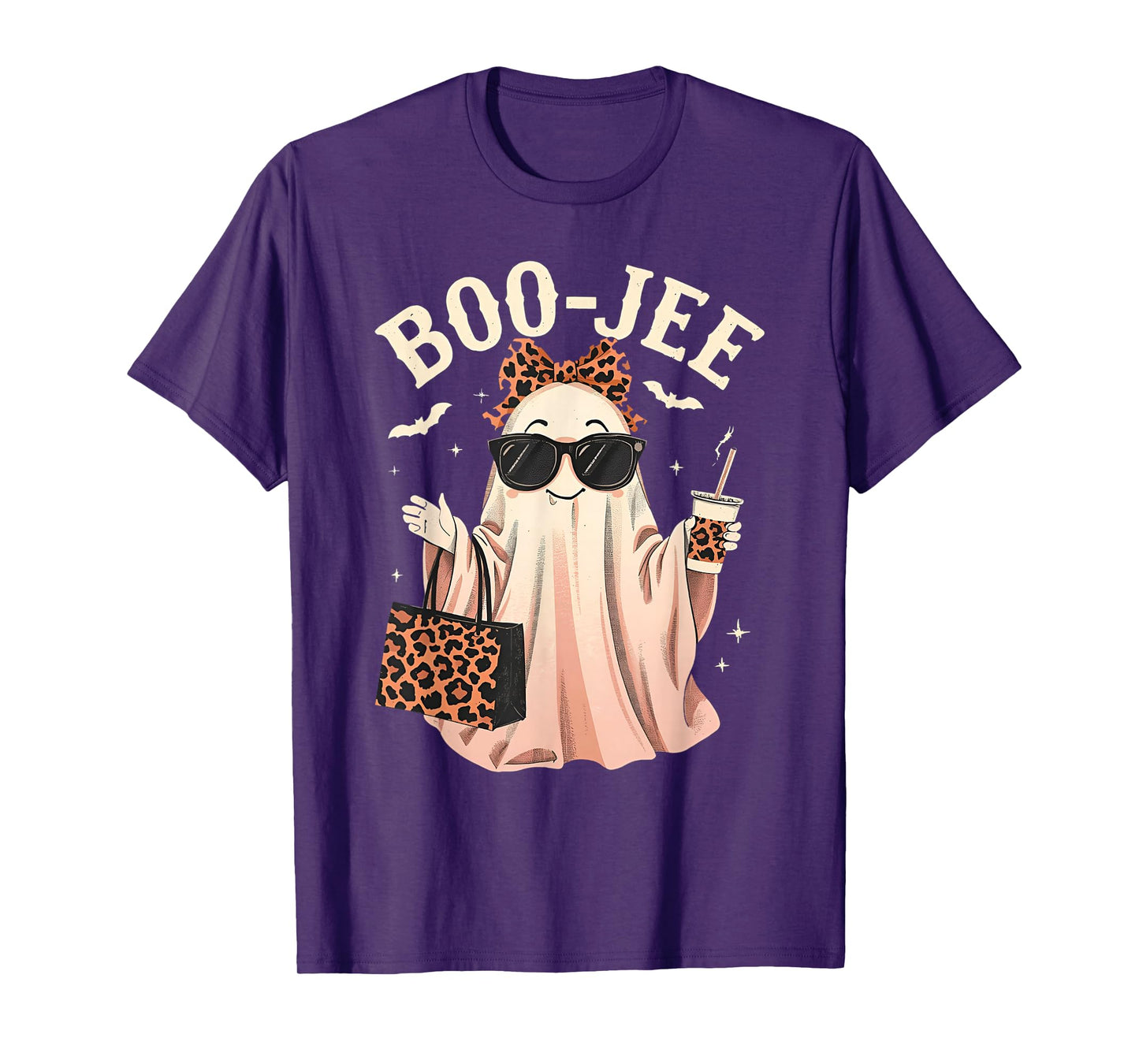 Coquette Leopard Ghost Coffee Boo-JEE Halloween Boujee Ghost T-Shirt