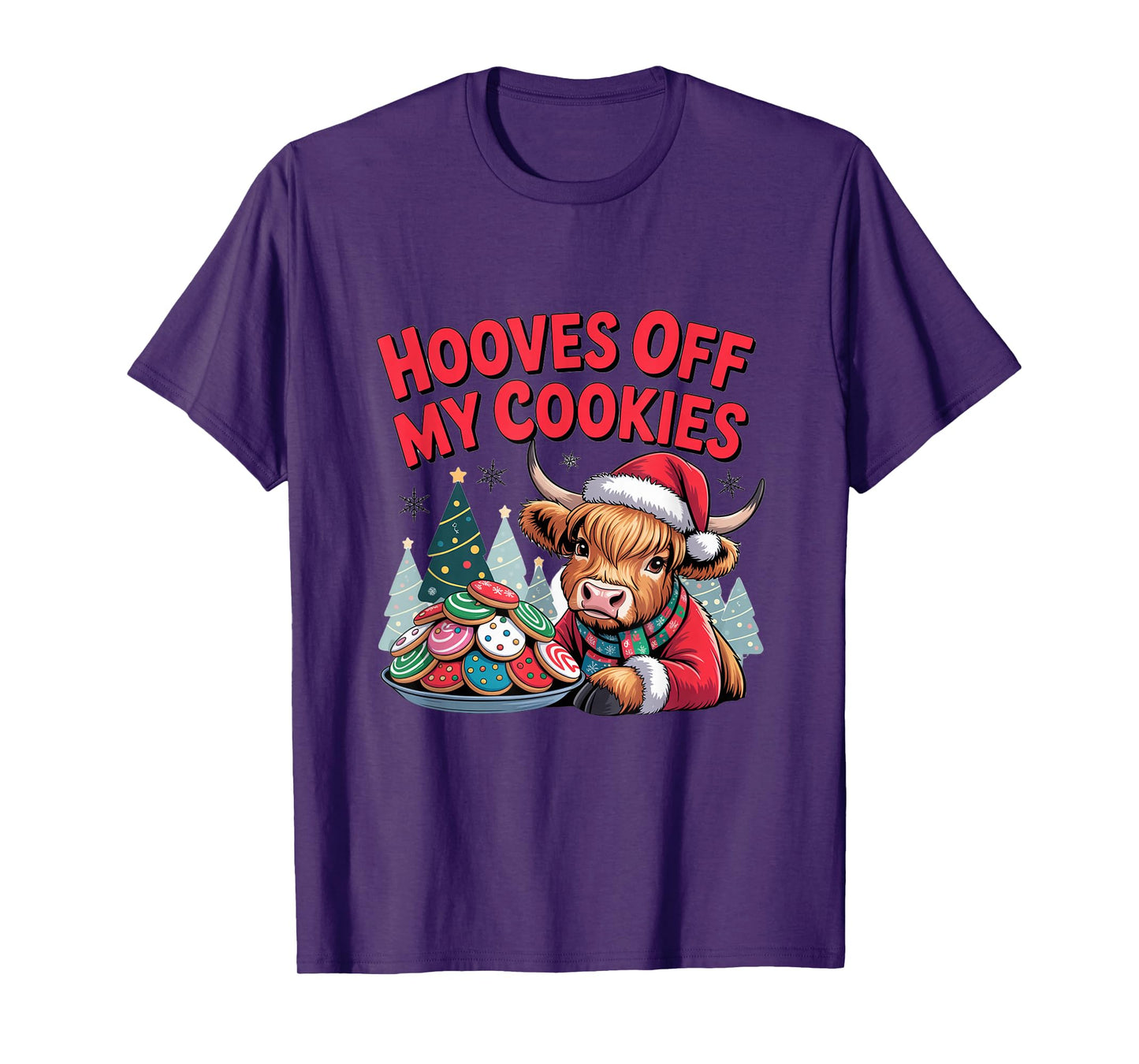 Highland Cow Funny Christmas Cute Cows Lover Santa Humor T-Shirt