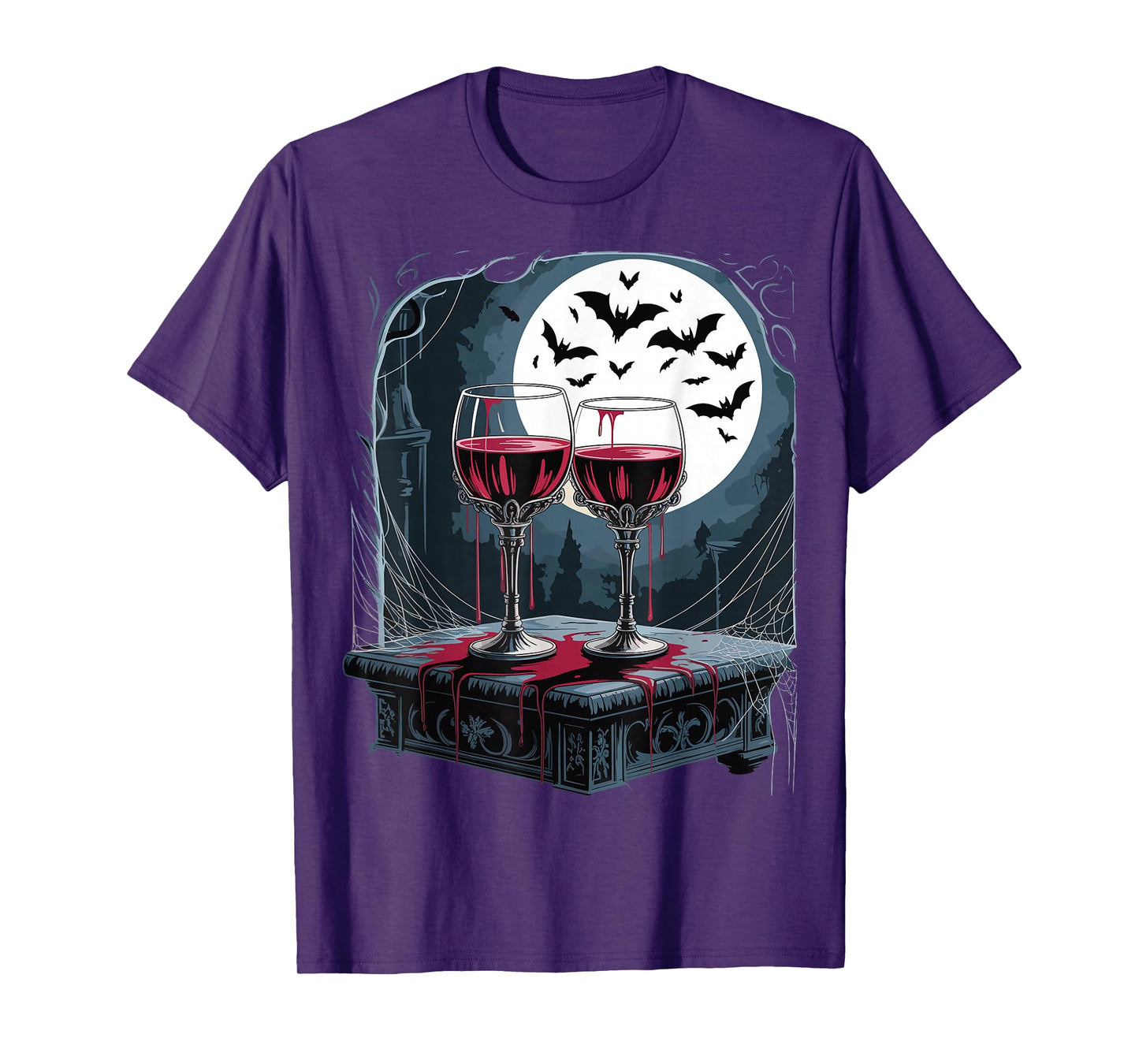 Glasses of Wine Halloween Costume Funny Spooky Tee T-Shirt