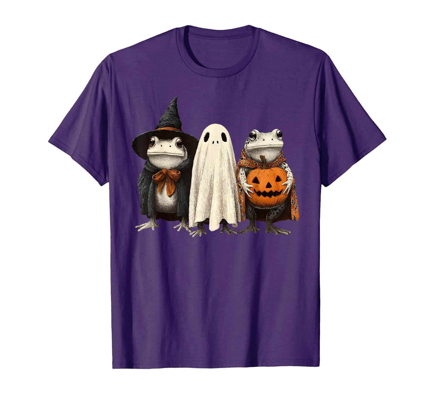 Cute Kawaii Frog Halloween Ghosts Funny Ghost Pumpkin Witch T-Shirt