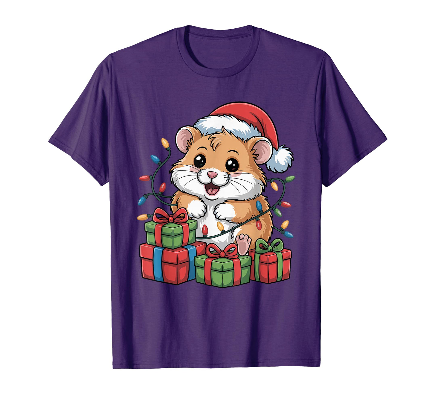 Hamster Santa Hat Christmas Design Funny Pet Lovers Holiday T-Shirt