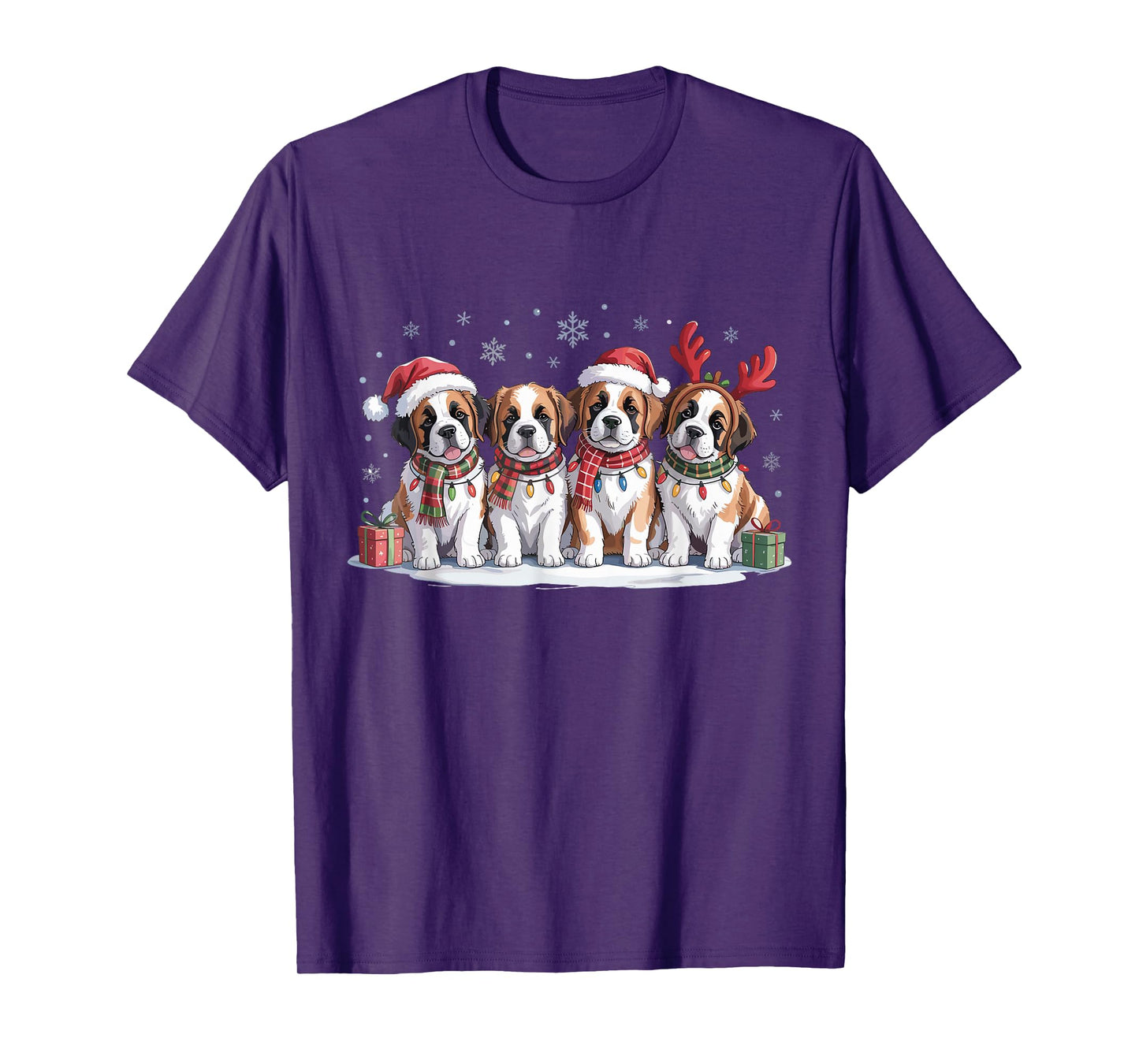 Saint Bernard Christmas Puppies Dog Lovers Funny Holiday T-Shirt