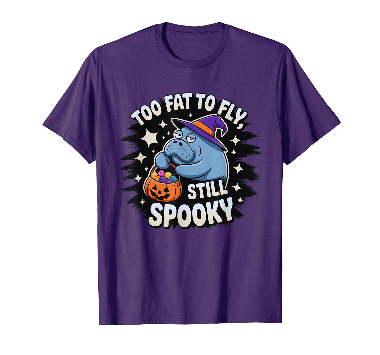 Funny Manatee Too Fat to Fly Still Spooky T-Shirt