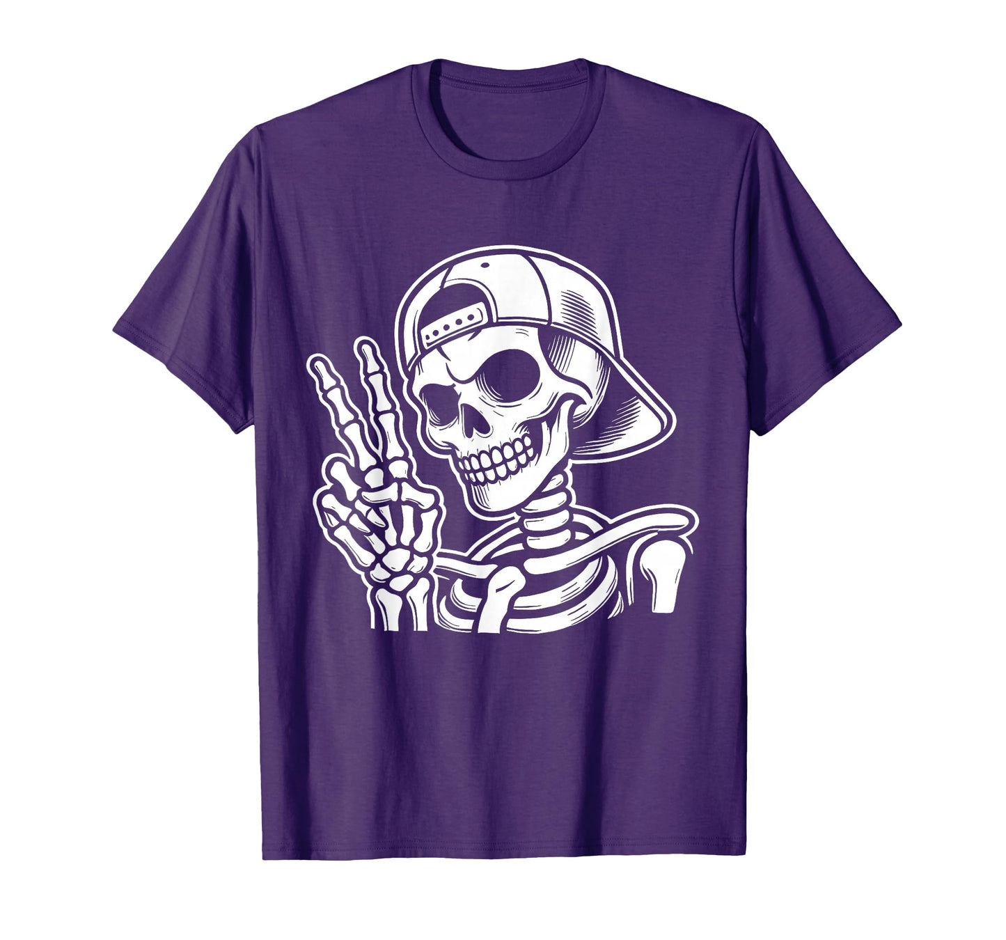Skeleton Hand Peace Sign Retro Halloween Skeleton Hand Sign T-Shirt