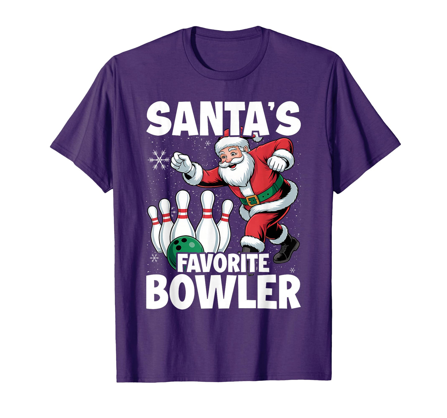 Santa's Favorite Bowler Santa Claus Bowling Christmas T-Shirt